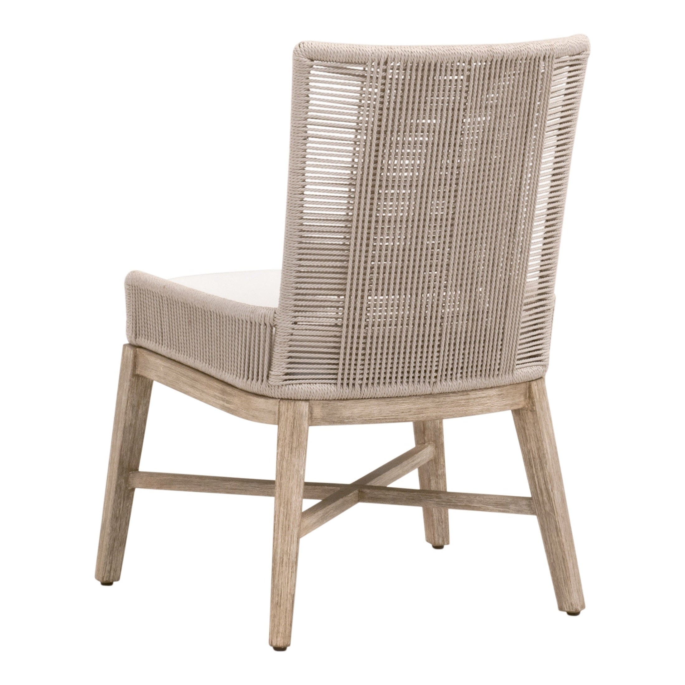 Overlay Dining Chair set of 2 with oyster twist rope backrest and natural gray mahogany frame by Essentials for Living.