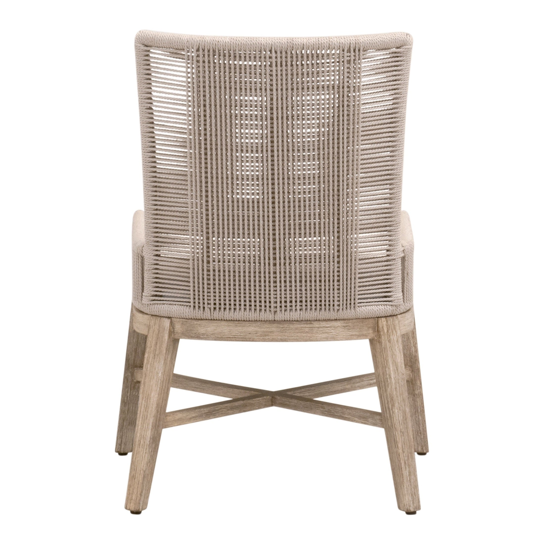 Overlay Dining Chair set of 2 with oyster twist rope backrest and natural gray mahogany frame by Essentials for Living