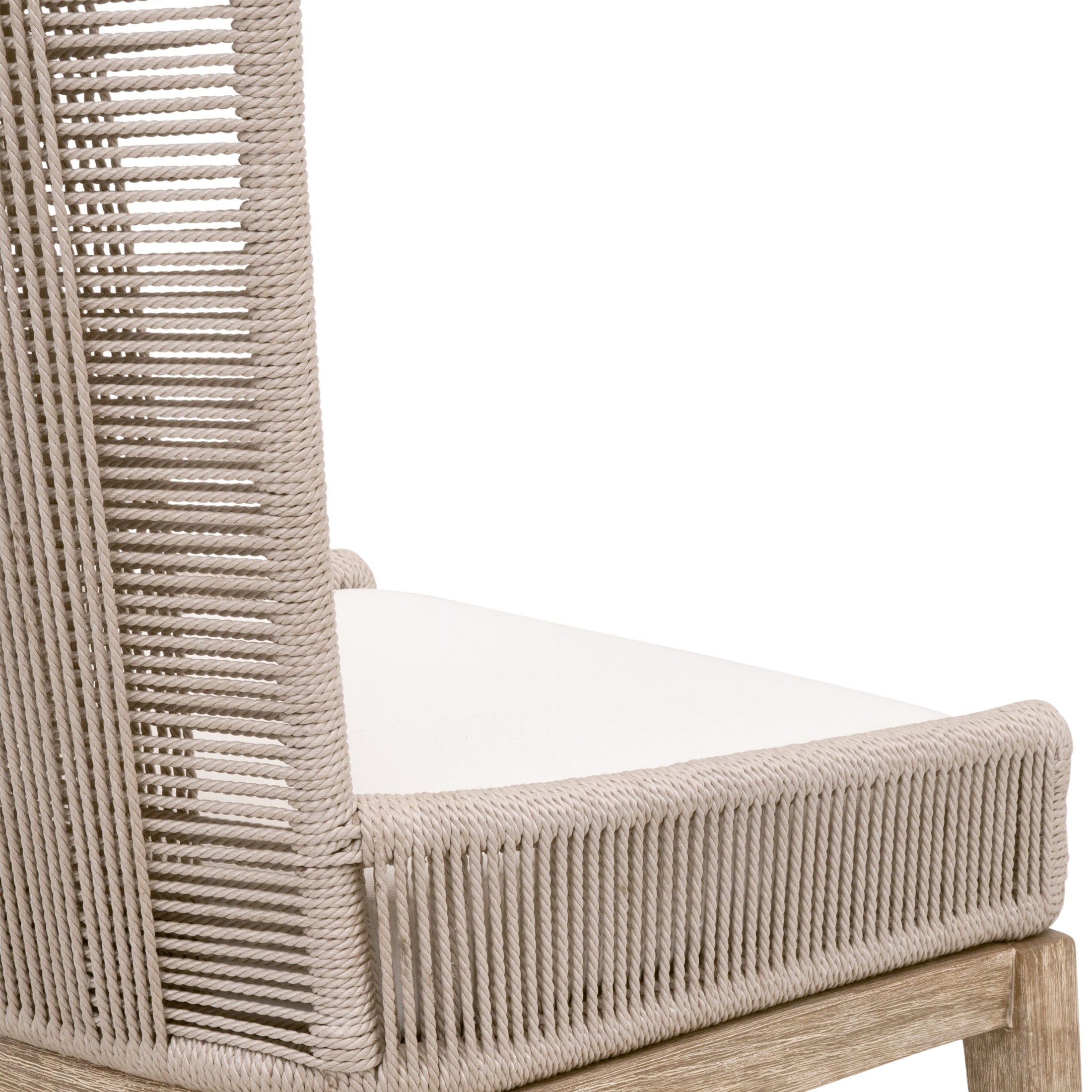 Overlay Dining Chair Set of 2 with oyster twist rope back and cushion seat, natural gray mahogany frame, Essentials for Living