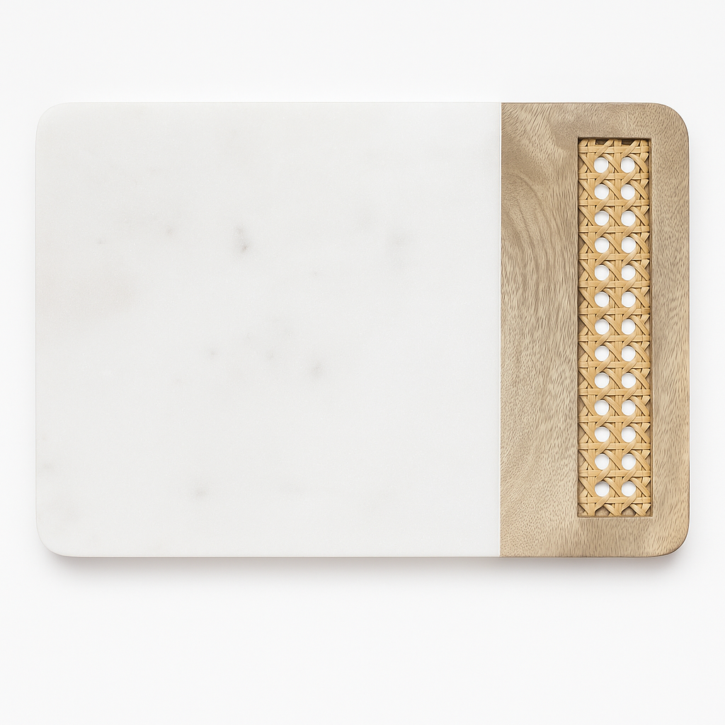 Palace Rattan Cheese Board in natural finish, 12x9-inch woven serving board.