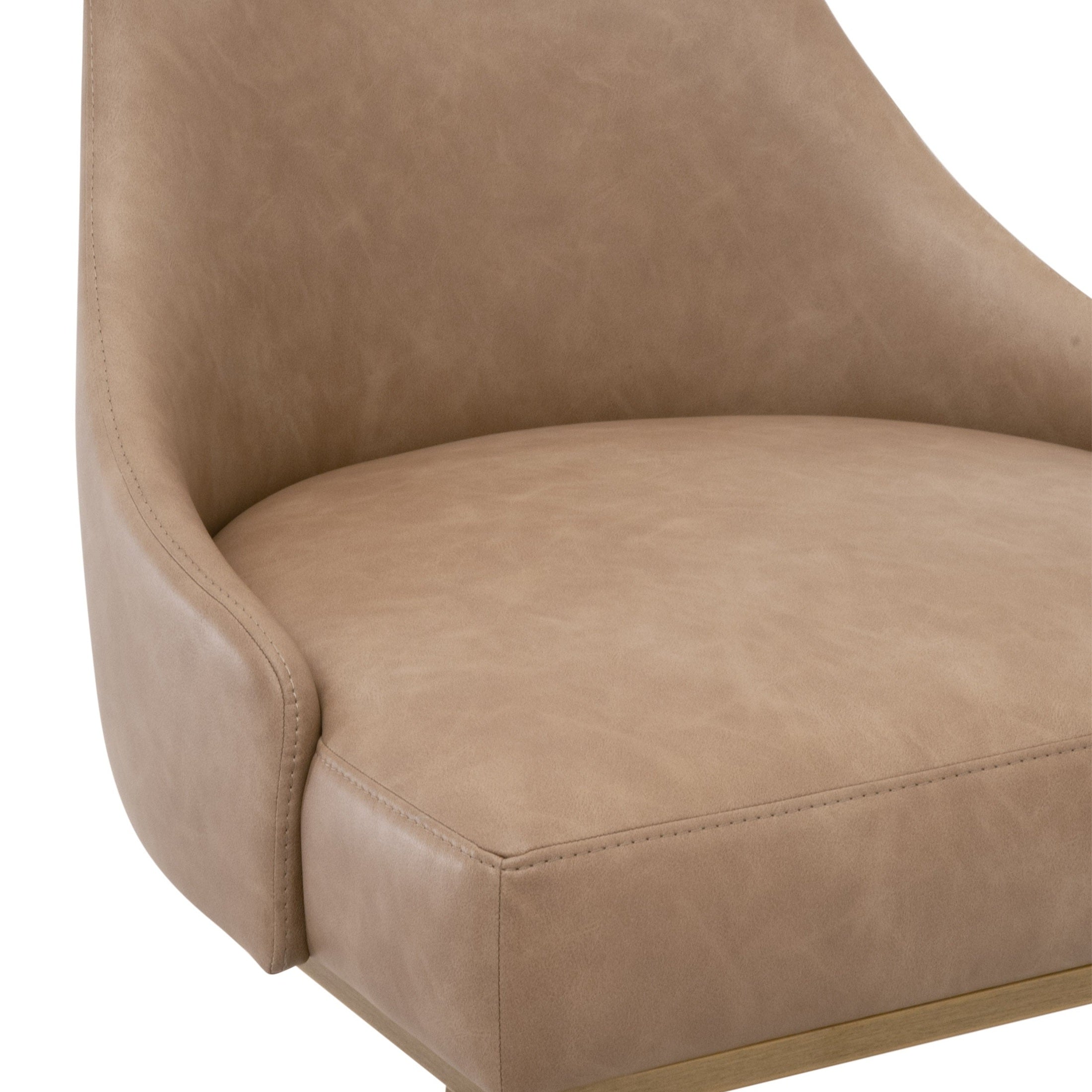 Close-up of beige upholstered seat and curved backrest on Parissa Counter Stool by Essentials for Living