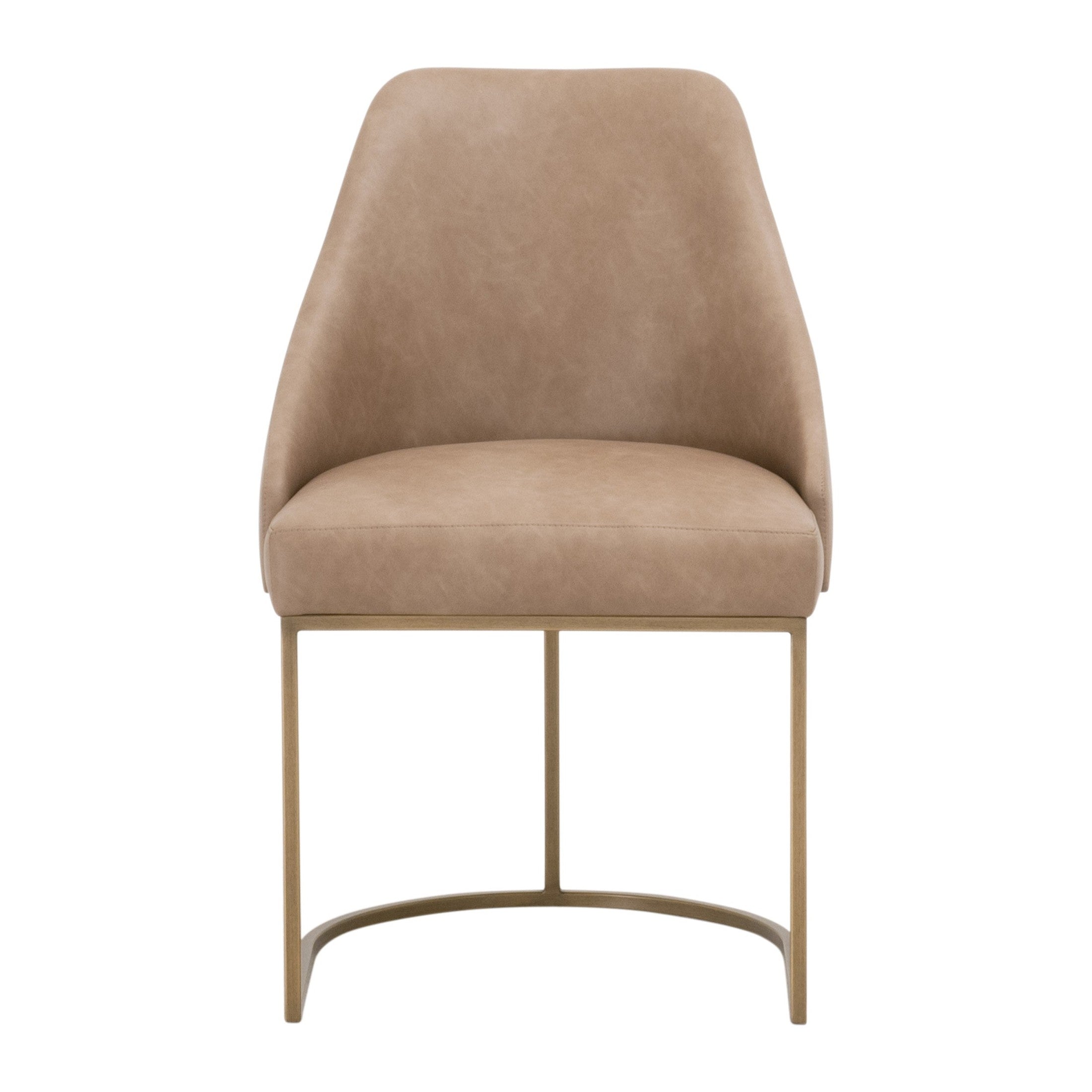 Parissa Dining Chair in Ivanhoe Toast vegan leather with brushed gold steel frame by Essentials For Living