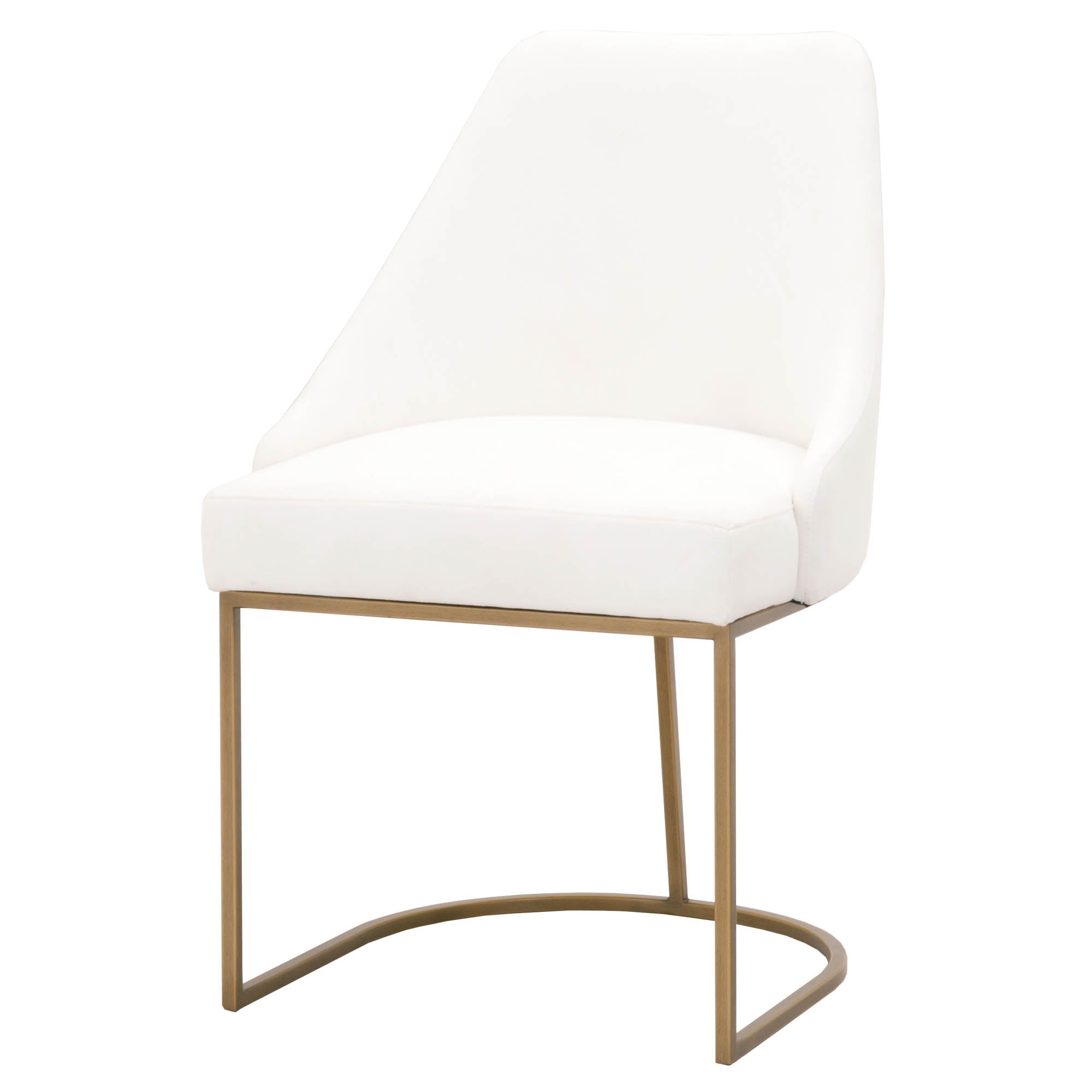 Essentials for Living Parissa Dining Chair with white upholstery and brushed gold steel cantilever frame