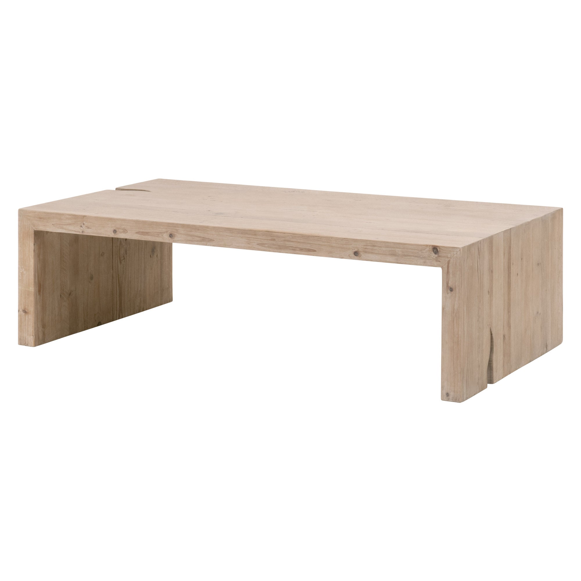 Reed Coffee Table in natural reclaimed pine with minimalist rectangular design by Essentials For Living