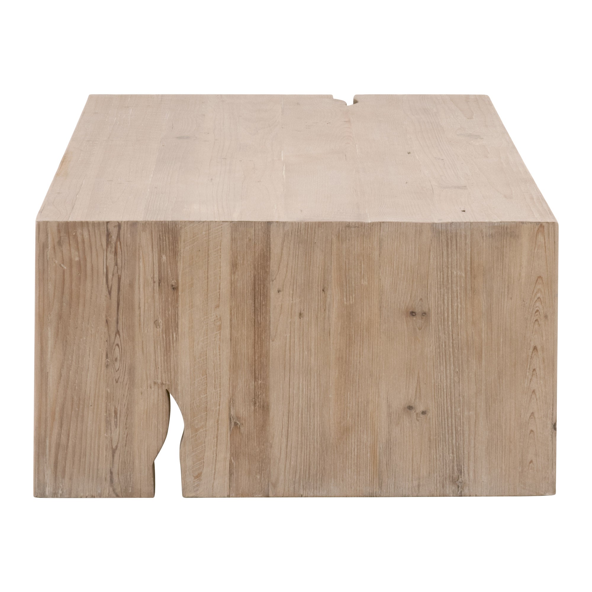Rectangular Reed Coffee Table in natural reclaimed pine with rustic split holes by Essentials for Living