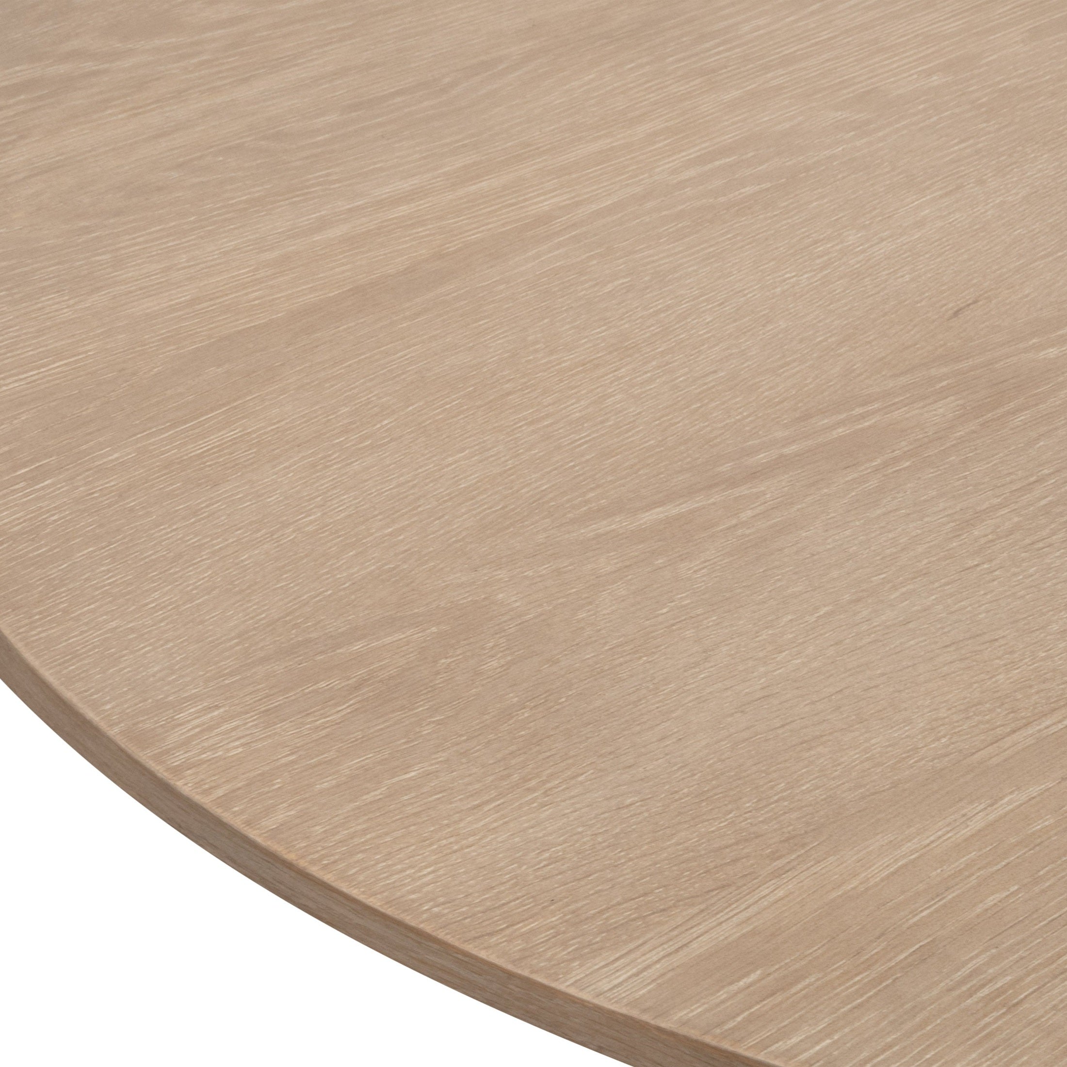 Close-up of a smoke gray oak oval tabletop of the Reeves Oval Dining Table by Essentials for Living.