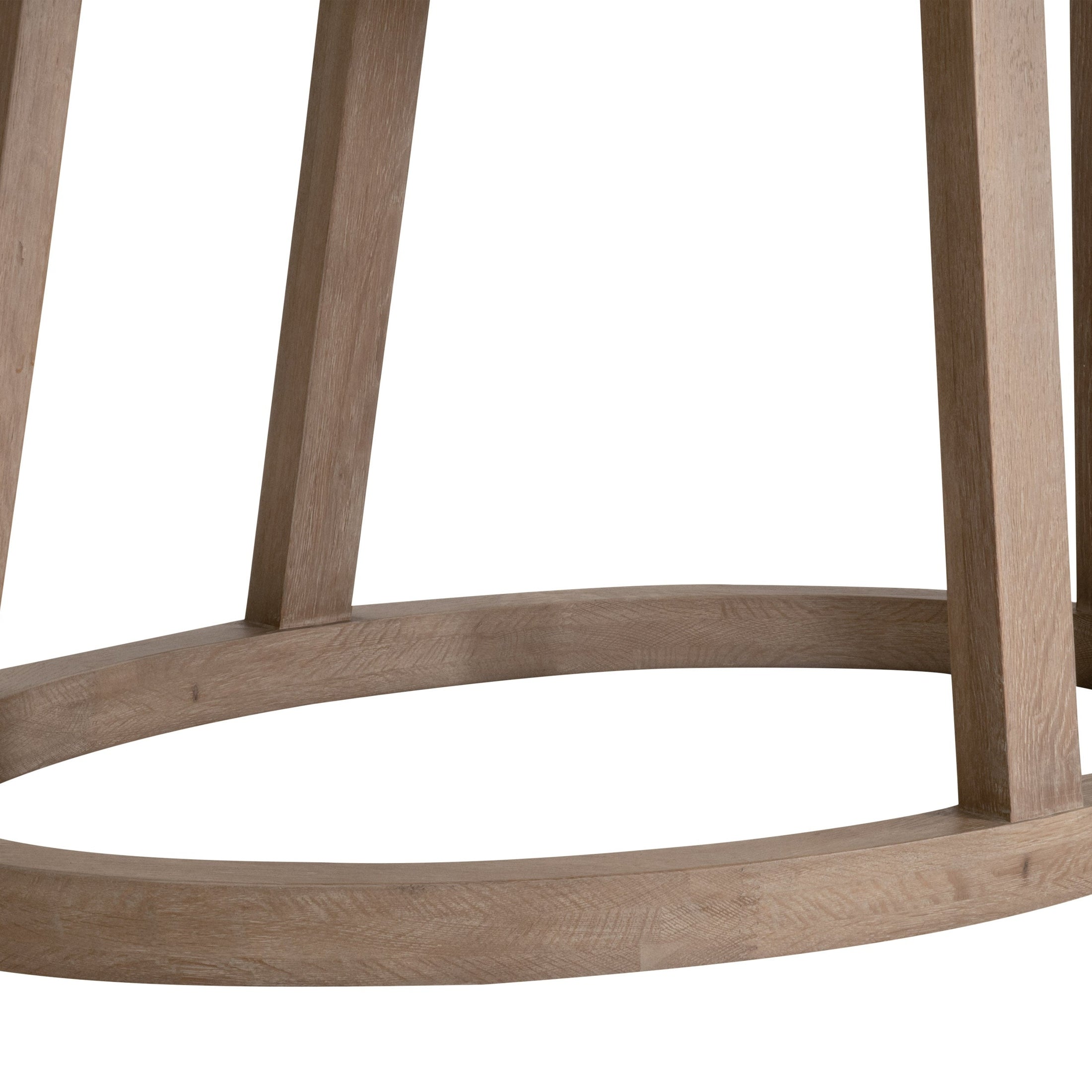 Close-up of solid pine pedestal base detail on Reeves Oval Dining Table by Essentials for Living
