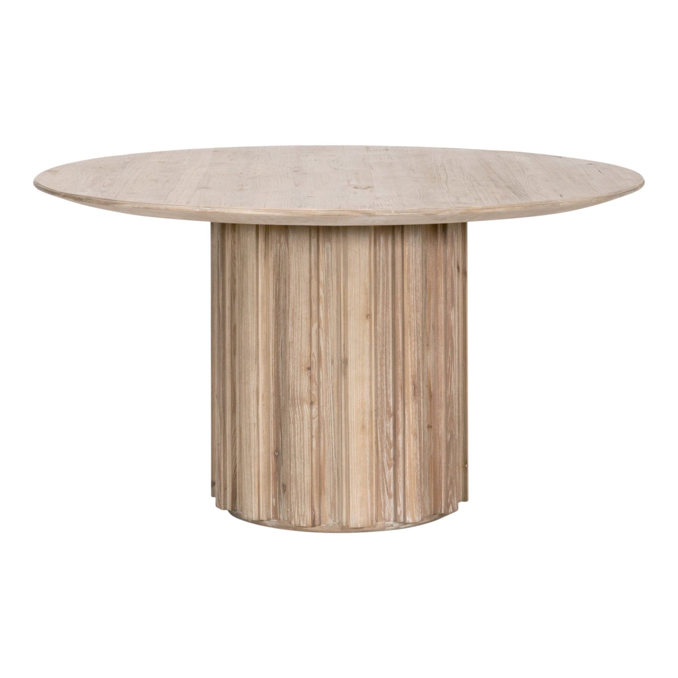 Roma 54" Round Dining Table with fluted pedestal base in reclaimed pine wood by Essentials for Living