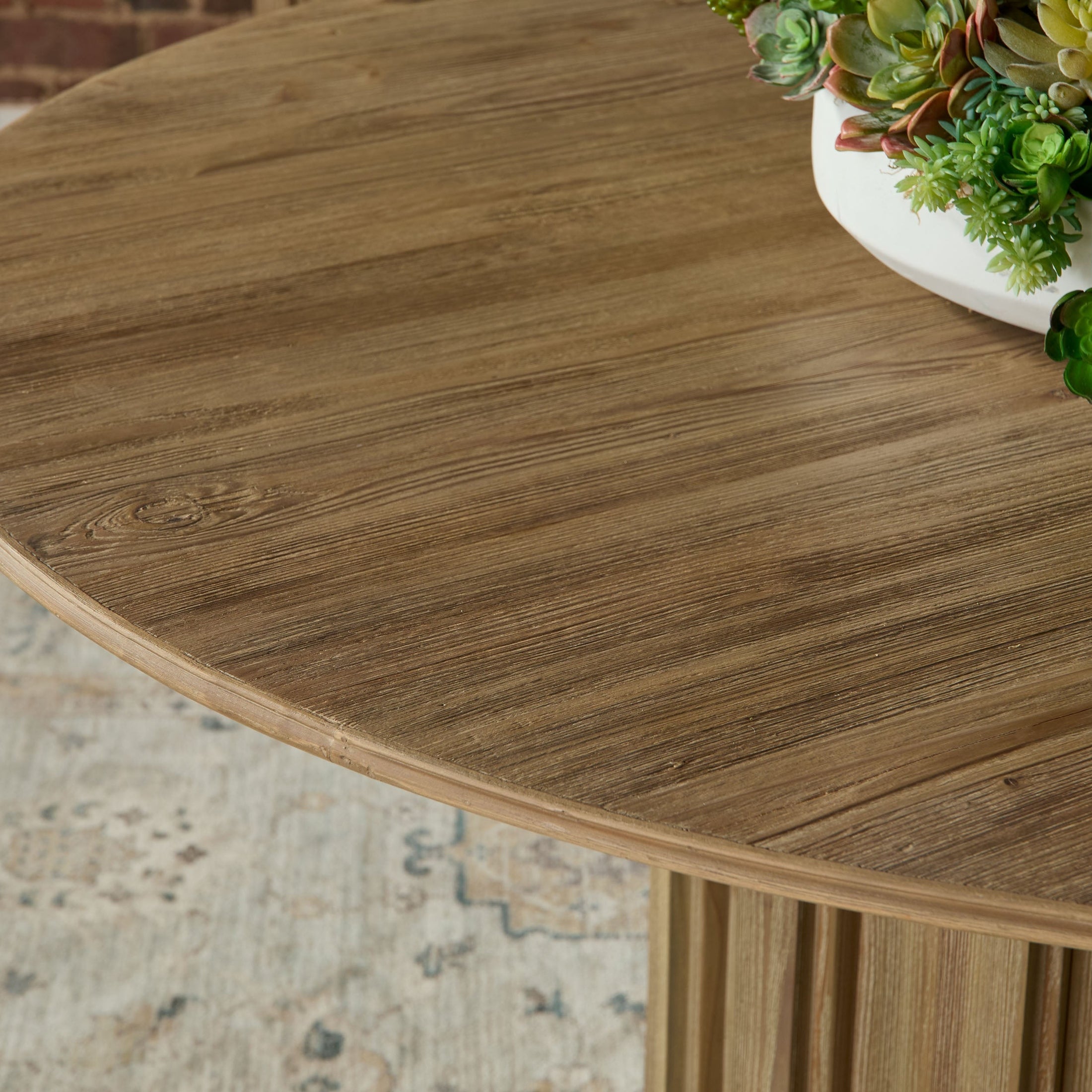 Roma 54" Round Dining Table in smoke gray reclaimed pine with fluted pedestal by Essentials For Living