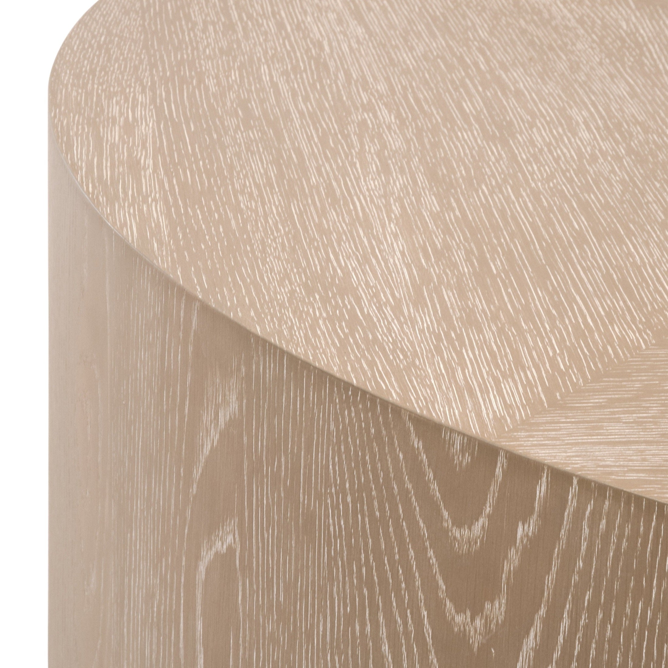 Close-up of Roto Large Coffee Table natural gray oak veneer with diamond-patterned top by Essentials for Living.