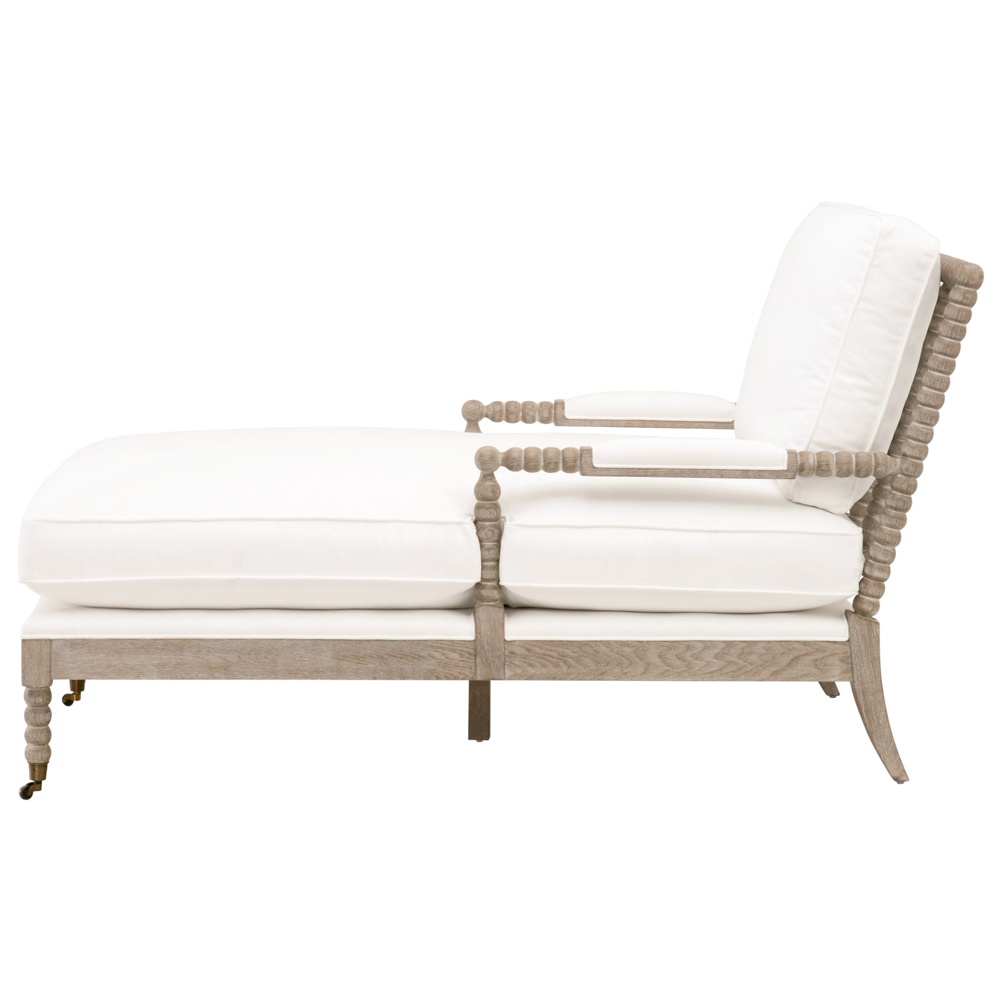Rouleau Chaise Lounge with LiveSmart Peyton-Pearl upholstery and natural gray oak frame by Essentials for Living