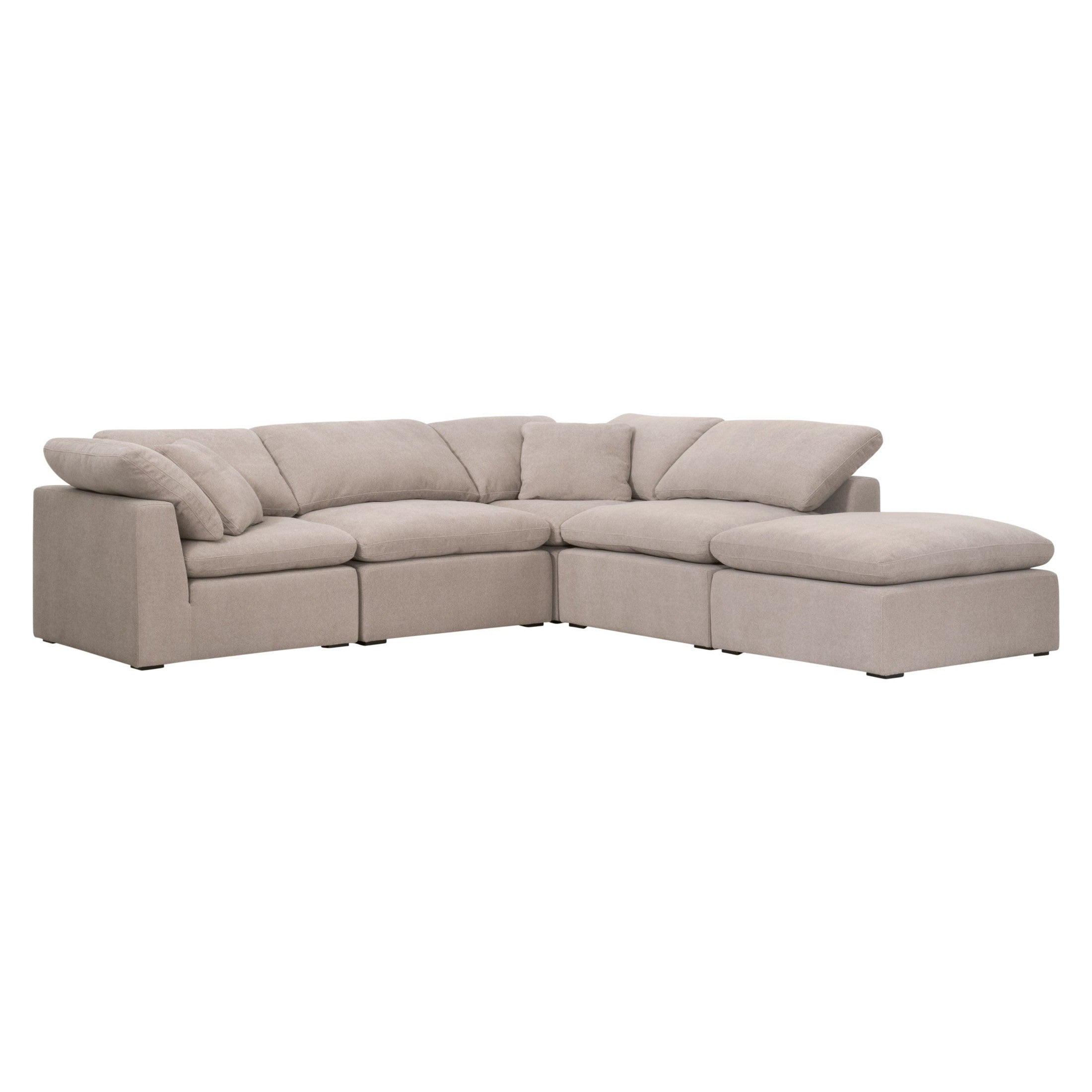 Essentials For Living Sky Modular Corner Chair in soft neutral fabric with plush cushions and low-profile design