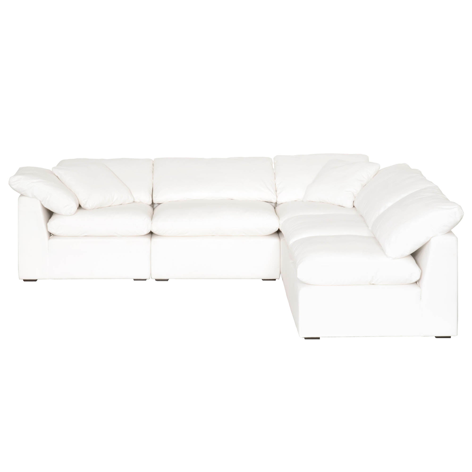 Essentials for Living Sky Modular sectional sofa in white LiveSmart fabric with plush cushions and espresso wood feet