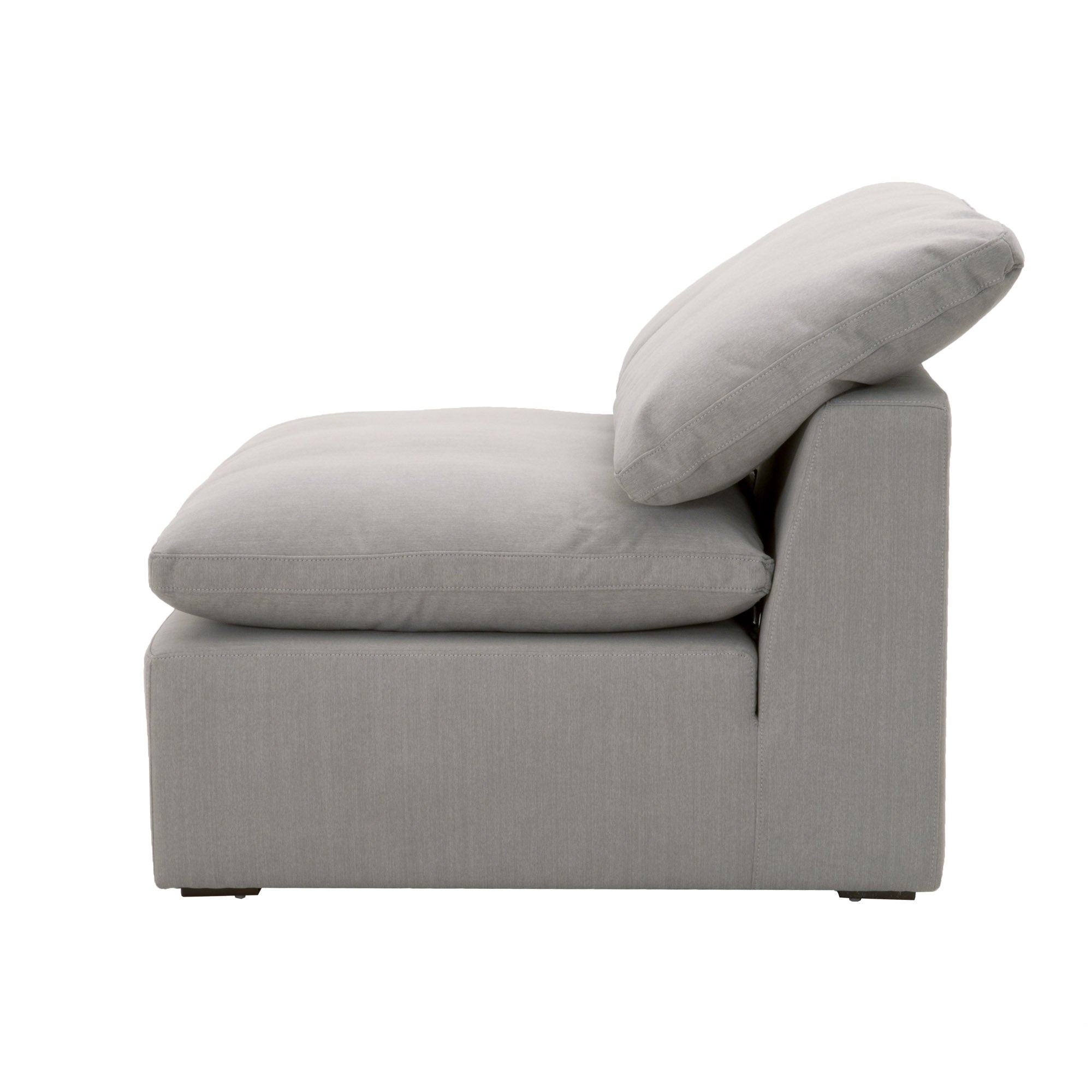 Essentials for Living Sky Modular Armless Chair in light gray fabric with plush reversible cushions and modern design