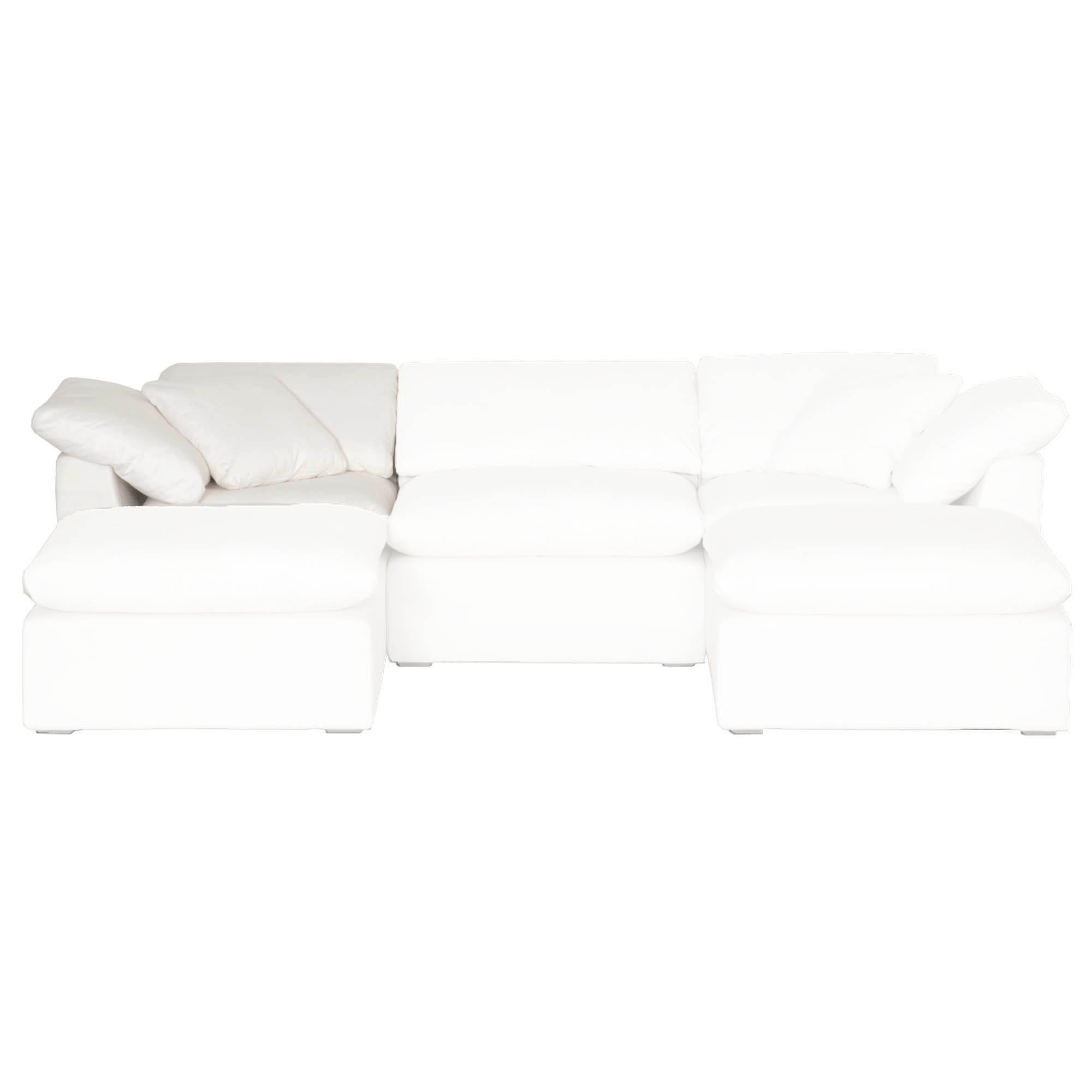 Essentials For Living Sky Modular Corner Chair in white LiveSmart fabric with plush cushions and birch wood feet