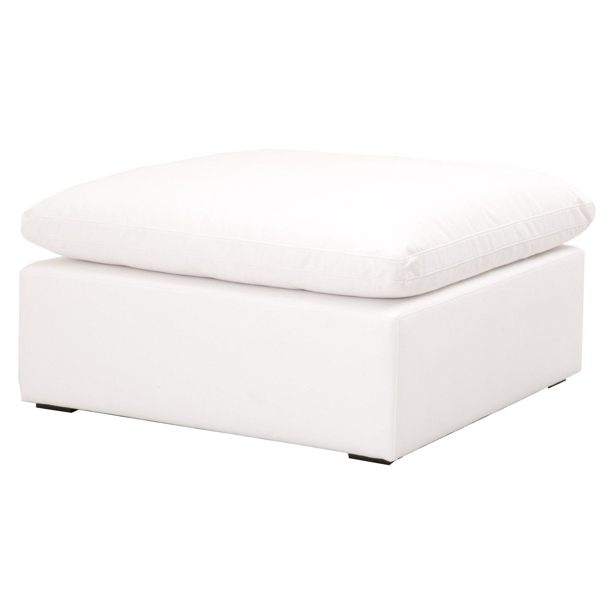 Essentials For Living Sky Modular Ottoman in white with plush cushion and sturdy base for versatile comfort and style
