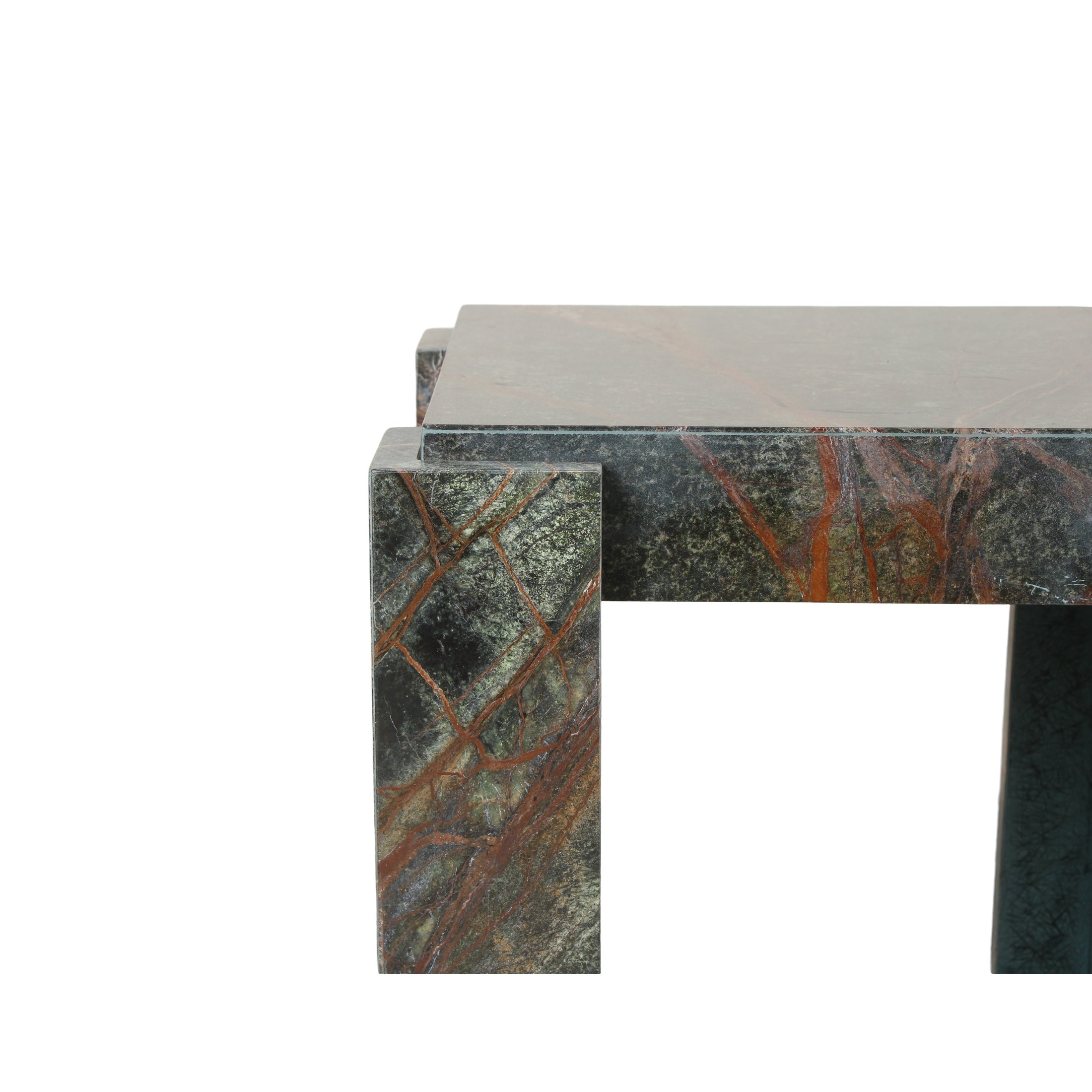 Green Rainforest Marble St Barths Side Table with unique veining by GO HOME