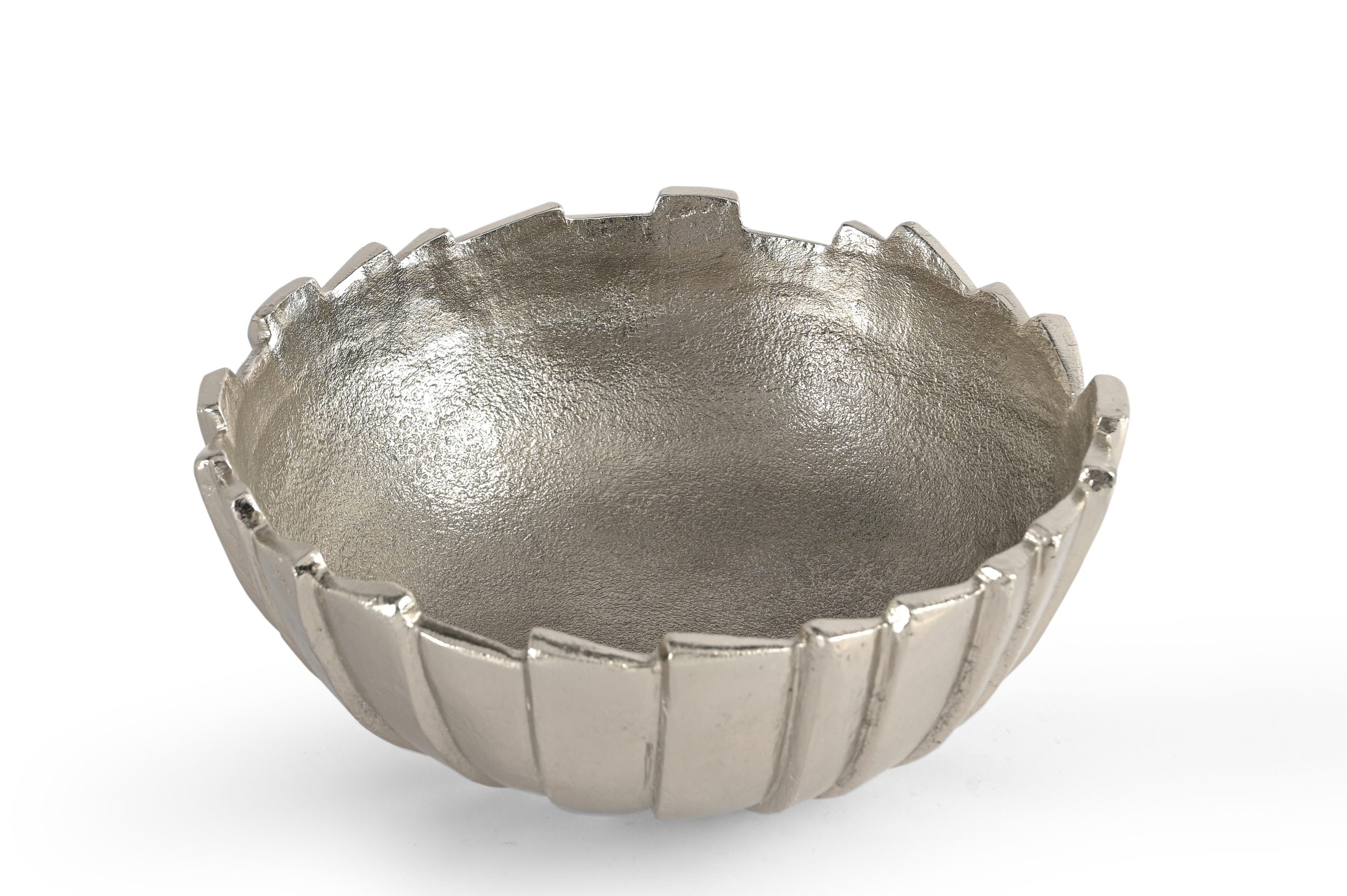Strappy Bowl with open metal strap design and polished modern finish