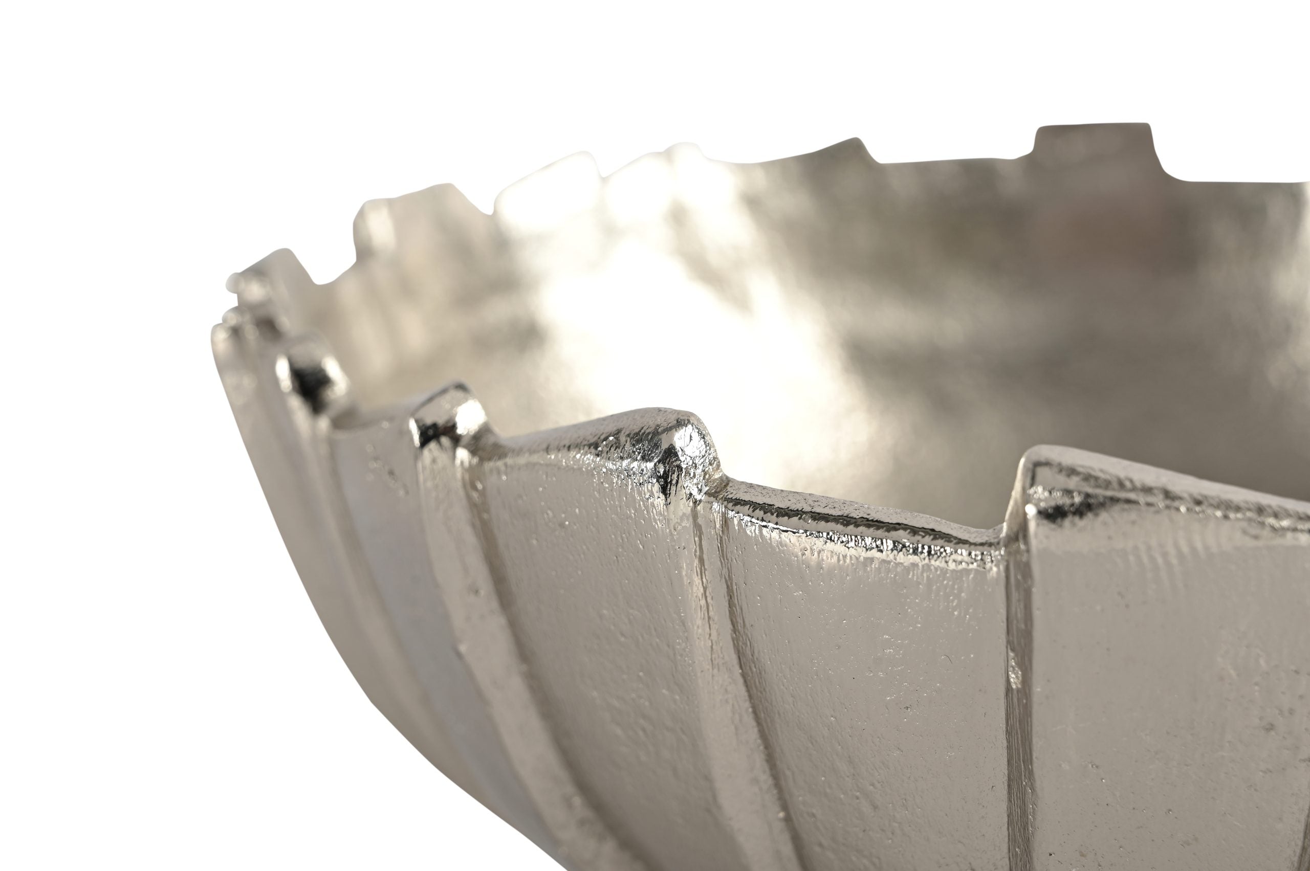 Strappy Bowl with open metal strap design and polished modern finish