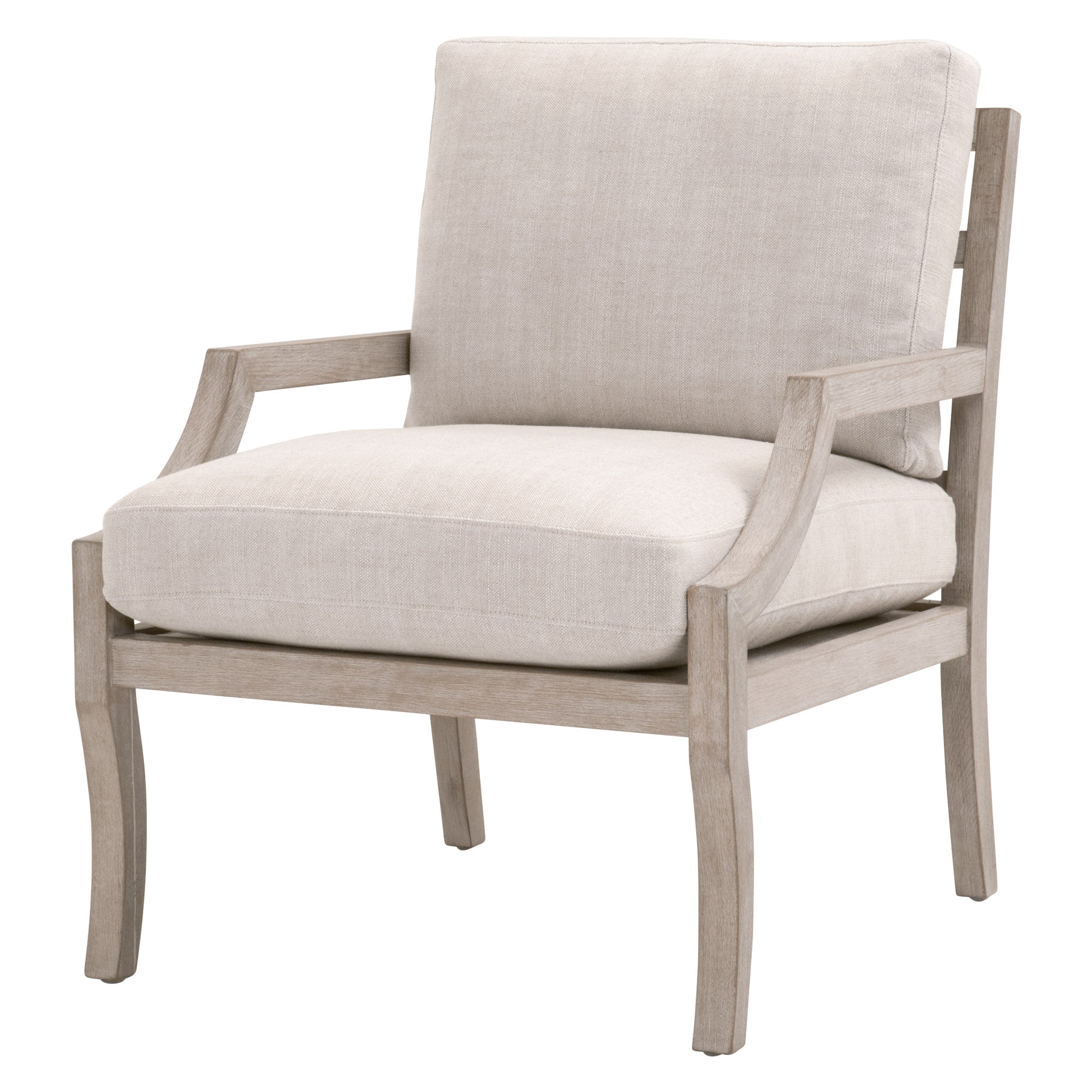 Stratton Club Chair by Essentials for Living with soft LiveSmart Boucle fabric and natural gray beech wood frame