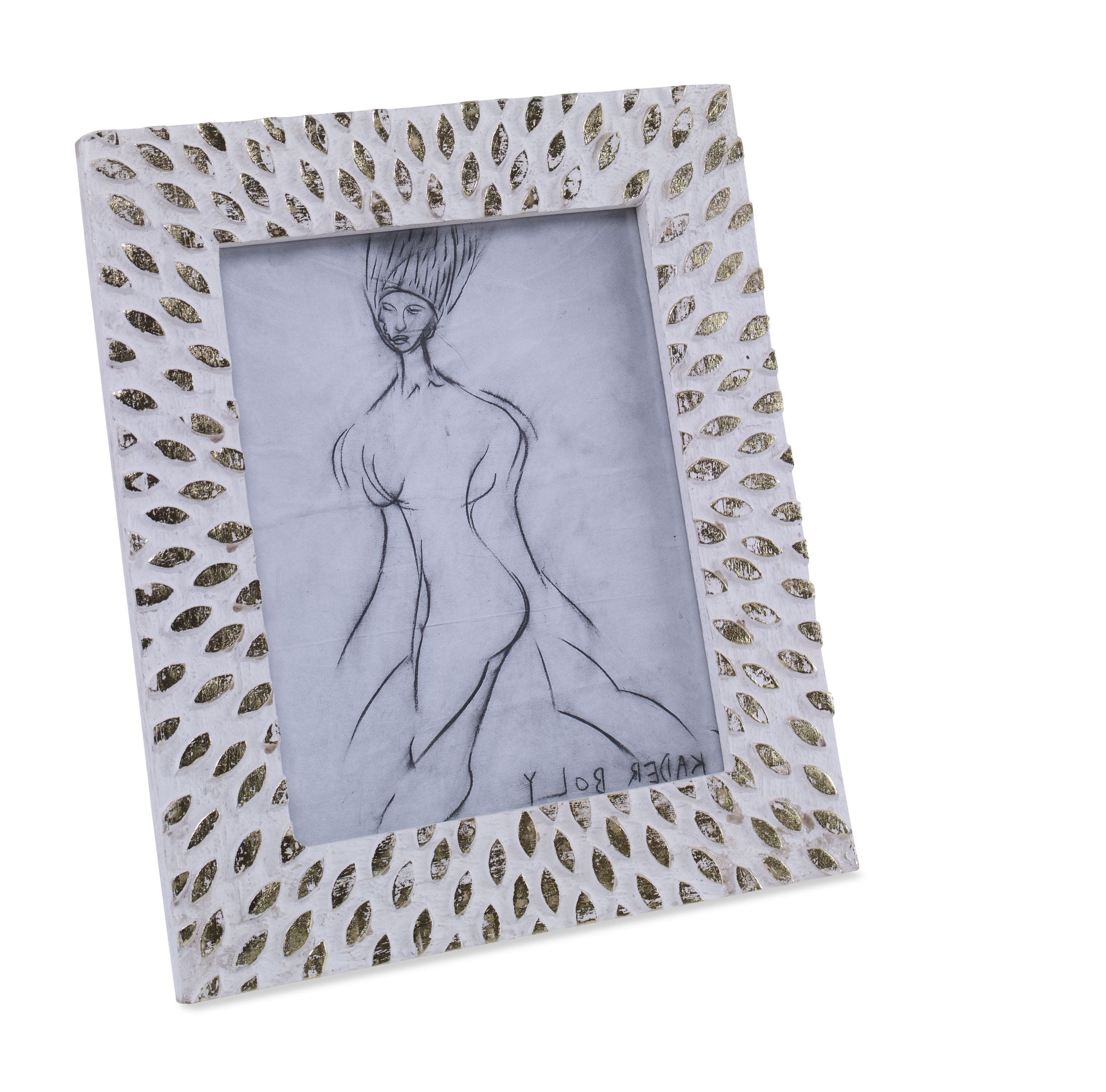 Sunrays 8x10 photo frame in whitewashed mango wood with sunburst design