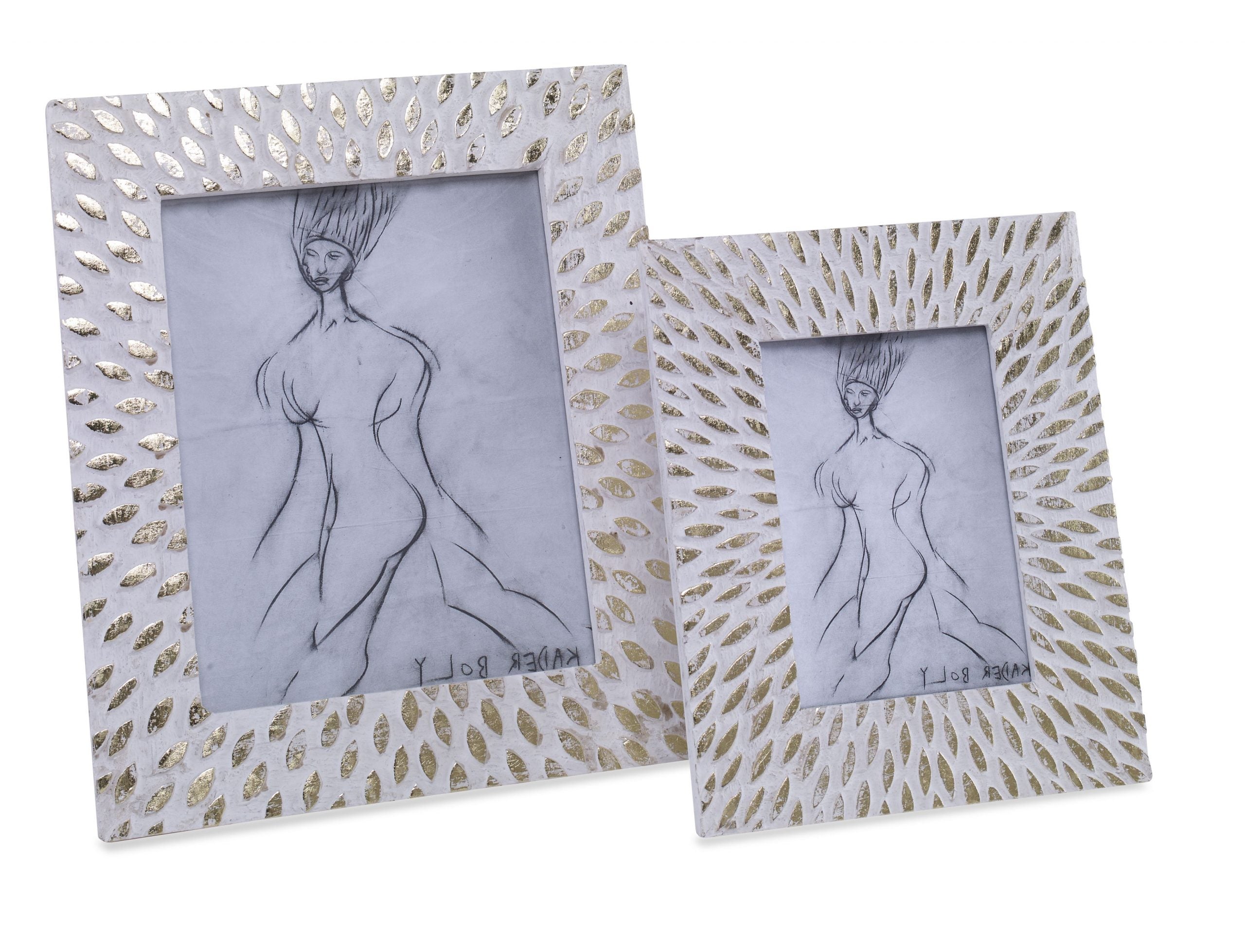 Sunrays 8x10 photo frame in whitewashed mango wood with sunburst design