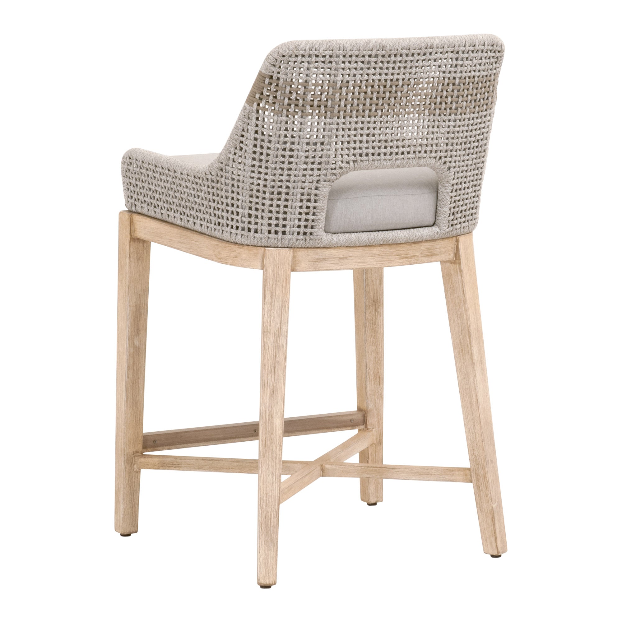 Essentials For Living Tapestry Counter Stool with interwoven rope and natural gray mahogany wood frame