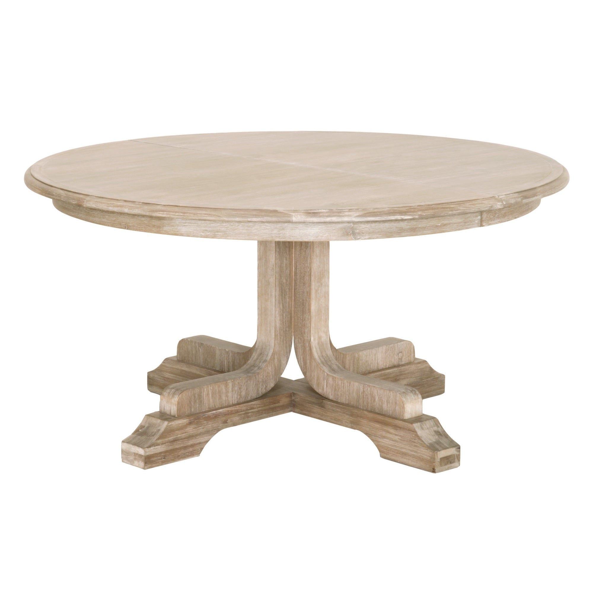 Essentials for Living Torrey 60 inch round natural gray acacia wood dining table with sculptural base