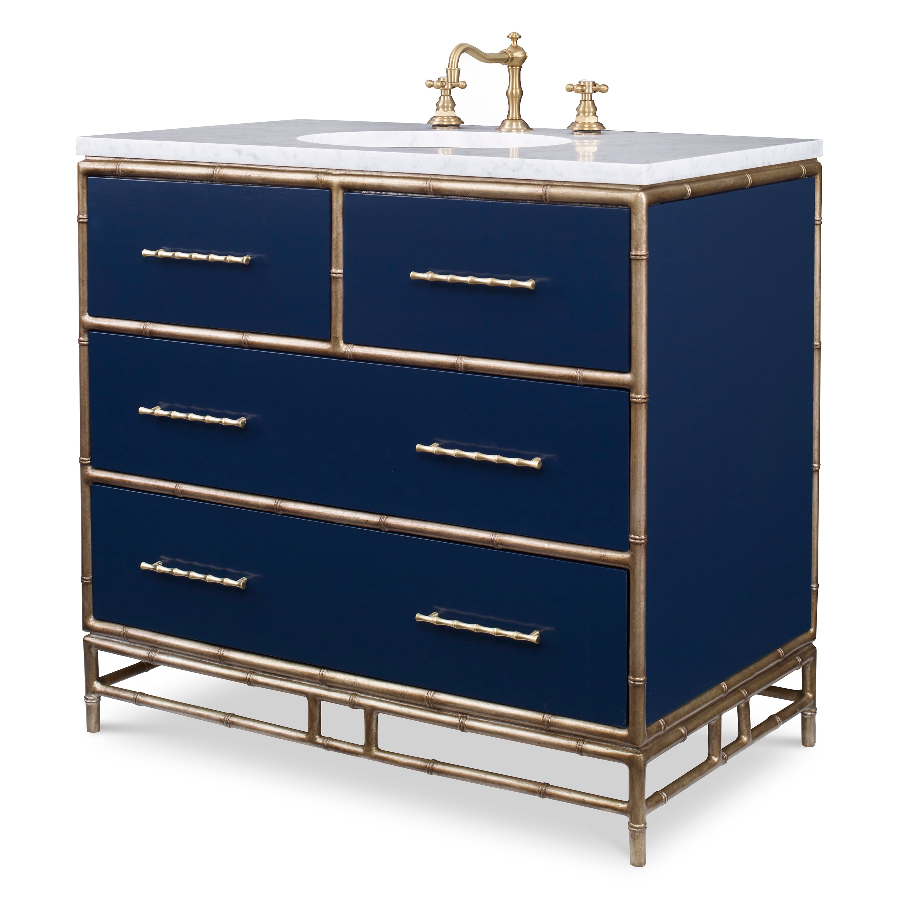 Chinoiserie Blue Bathroom Vanity - Cadet