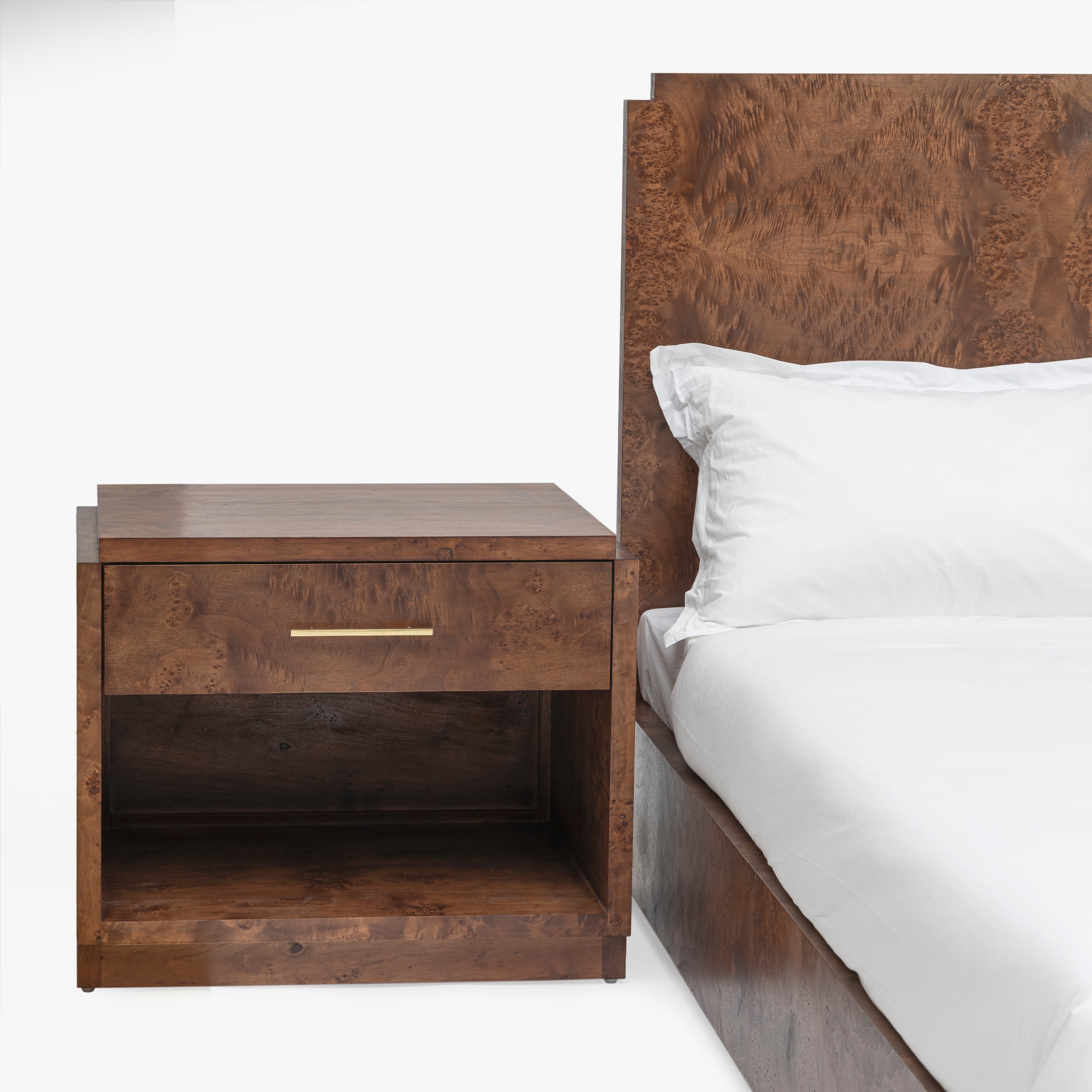 Wesley Burl Bed - Queen - Dark Burl