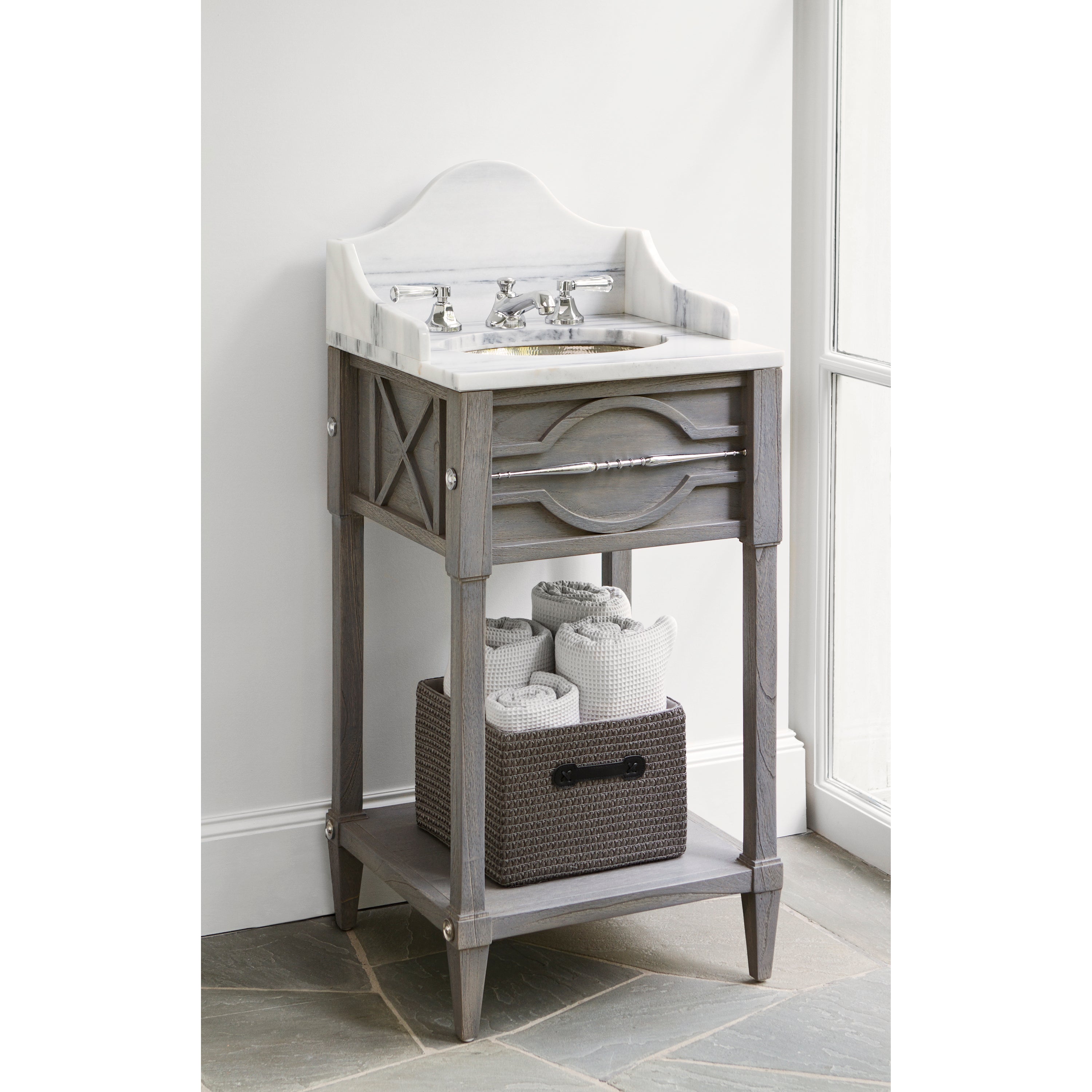 Spindle Bathroom Vanity - Weathered Grey