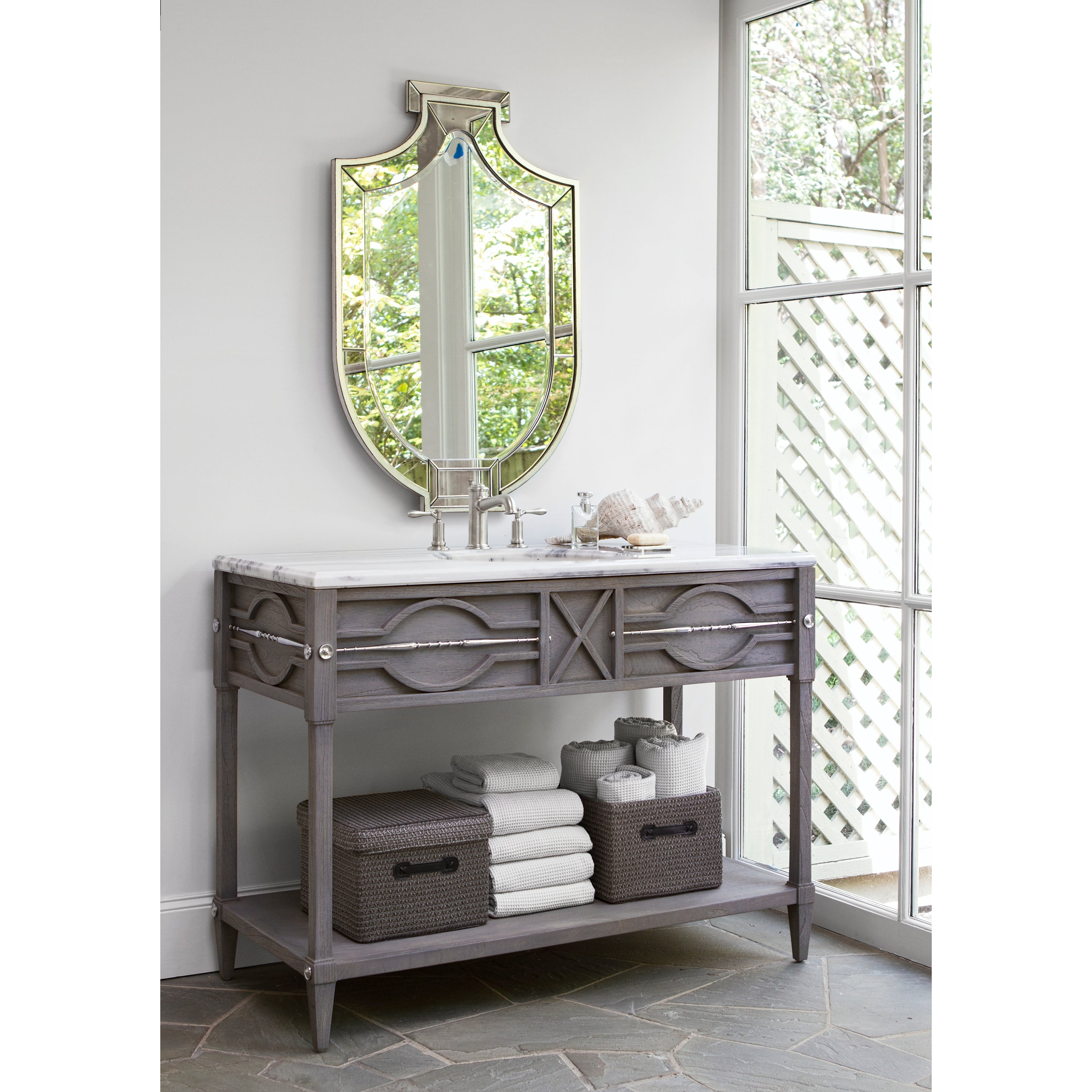 Spindle Bathroom Vanity - Weathered Grey