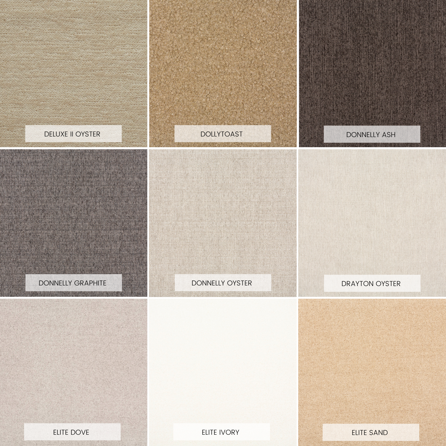 Fabric color swatches for California Sofa - 90" upholstery options by GO HOME.