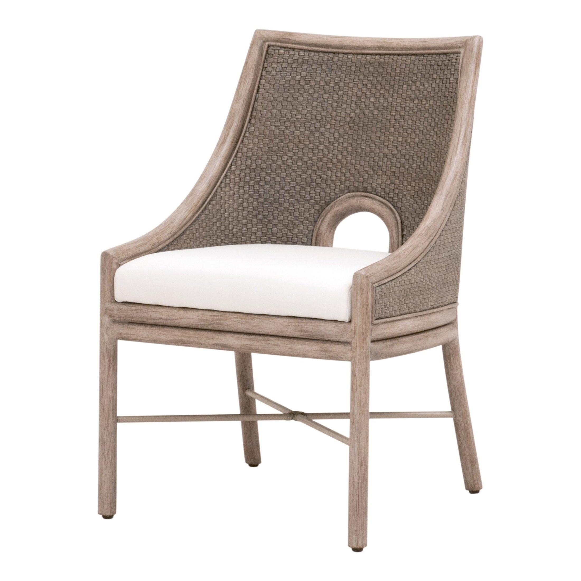 Adamo Dining Chair with handwoven back, cushioned seat in French Gray finish by Essentials For Living