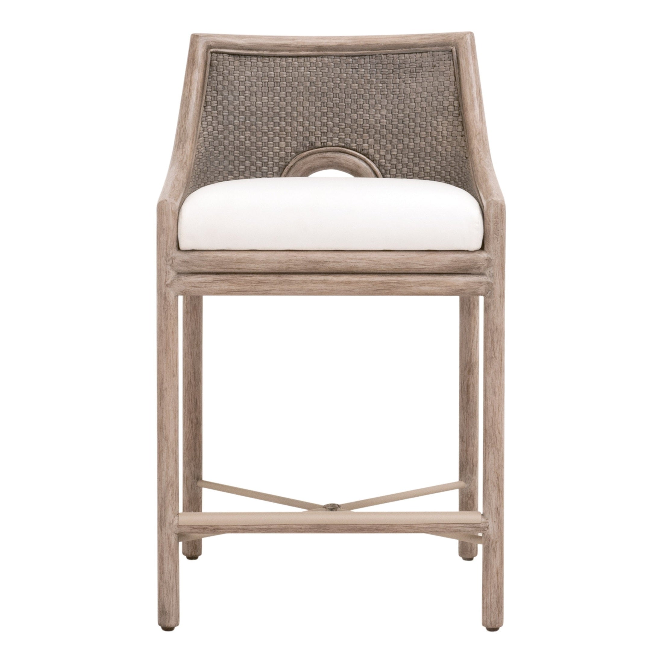 Adamo Counter Stool with handwoven Cabana Loom and cushioned seat in French Gray by Essentials for Living