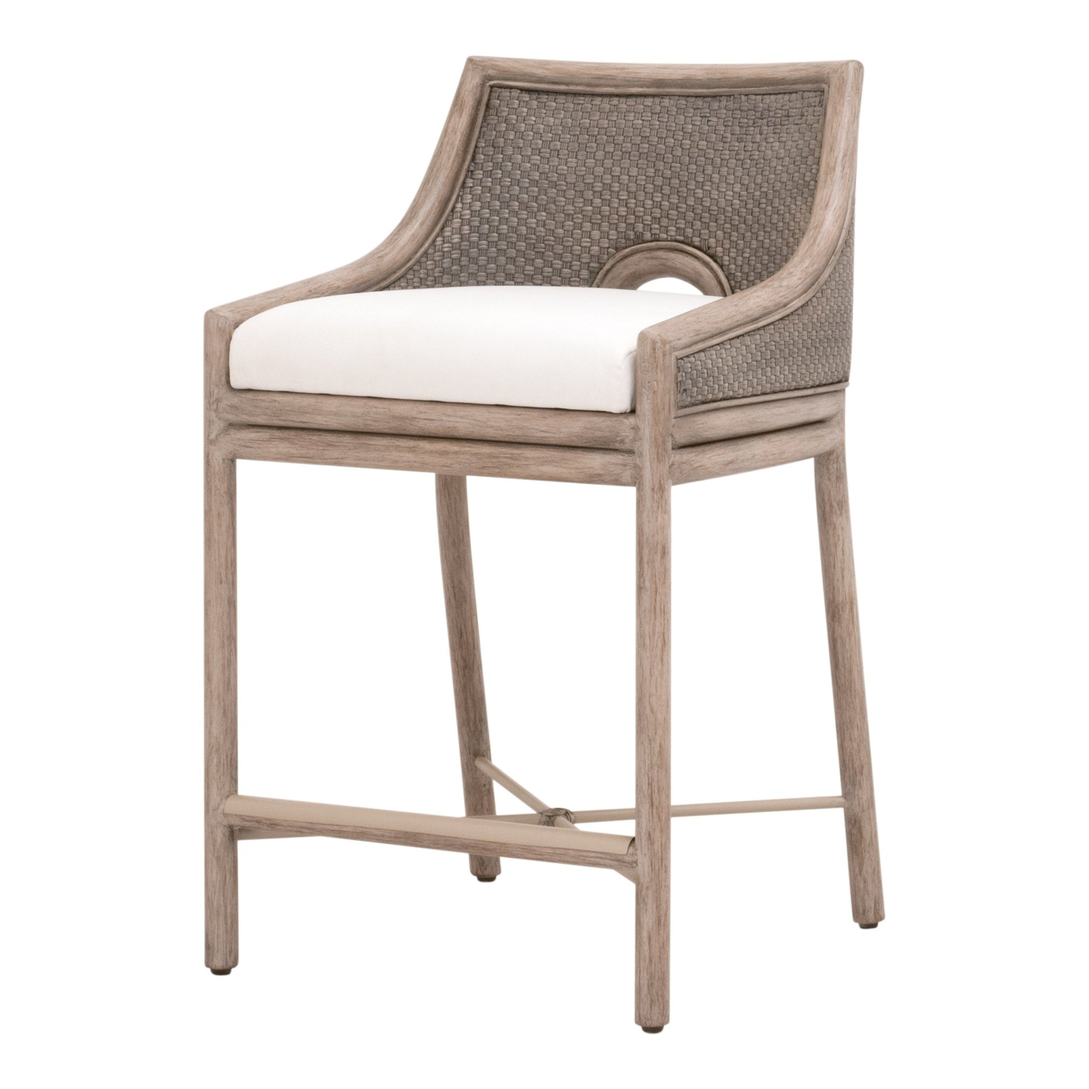 Adamo Counter Stool with handwoven texture and cushioned seat in French Gray finish by Essentials for Living