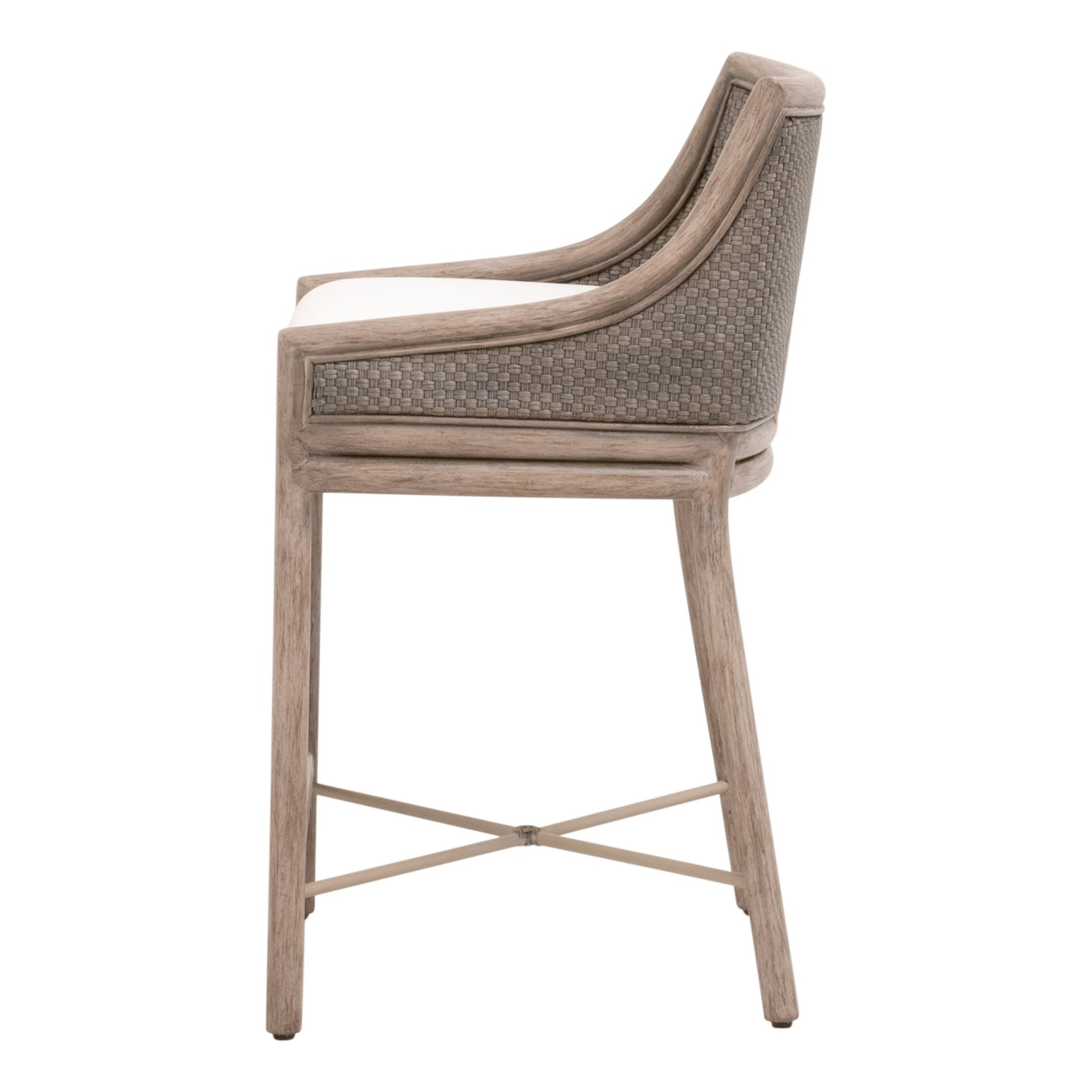 Adamo Counter Stool with handwoven texture and metal footrest in French Gray finish by Essentials for Living