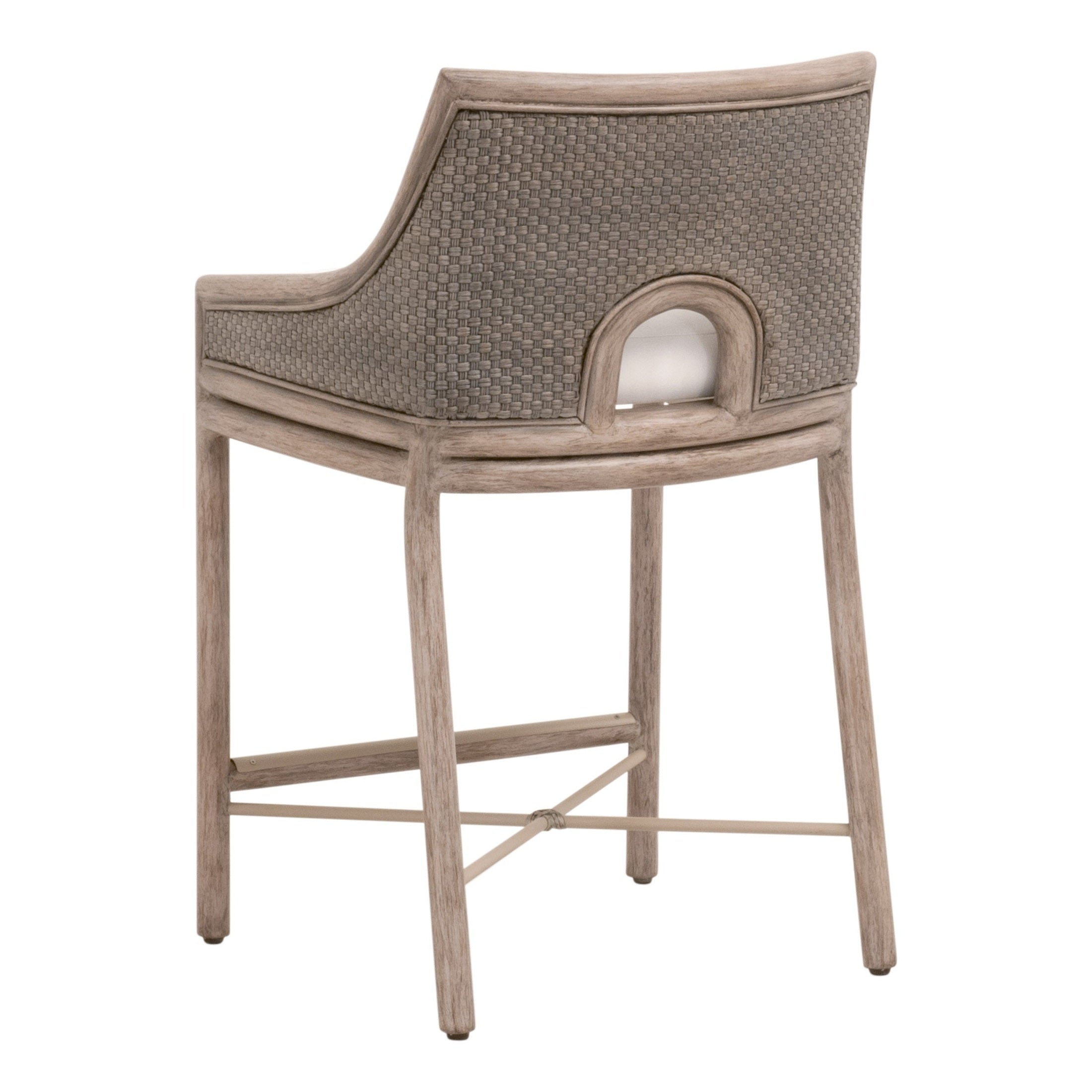 Adamo Counter Stool with handwoven texture and metal footrest in French Gray finish by Essentials for Living
