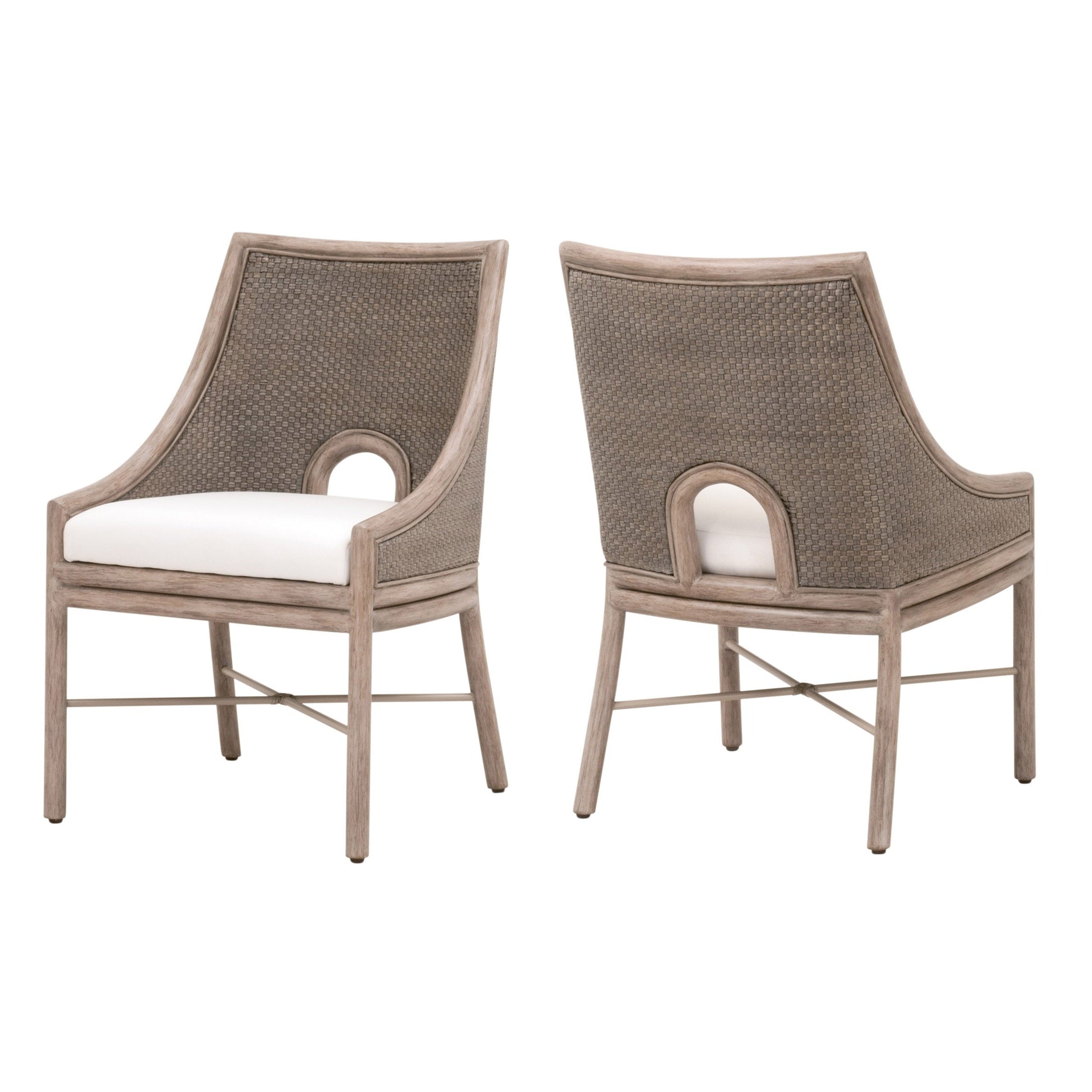 Adamo Dining Chair set of 2 with handwoven texture and French Gray mahogany frame by Essentials for Living