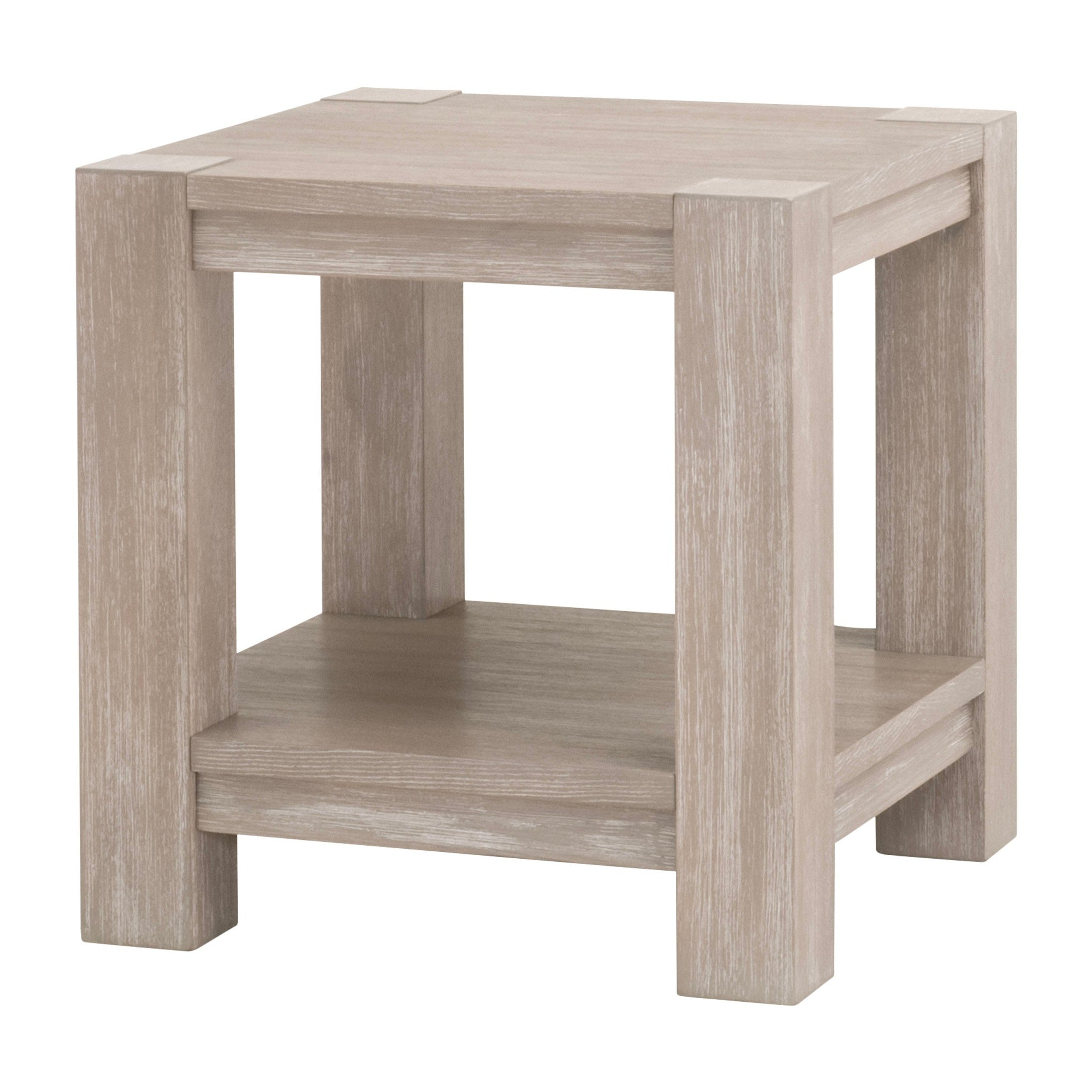 Adler End Table with natural wood finish and sturdy square design by Essentials for Living