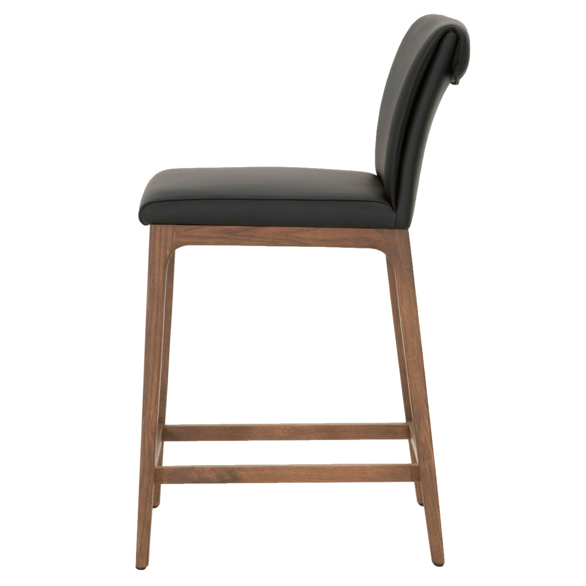 Alex Counter Stool with sable leather seat and walnut oak base by Essentials for Living