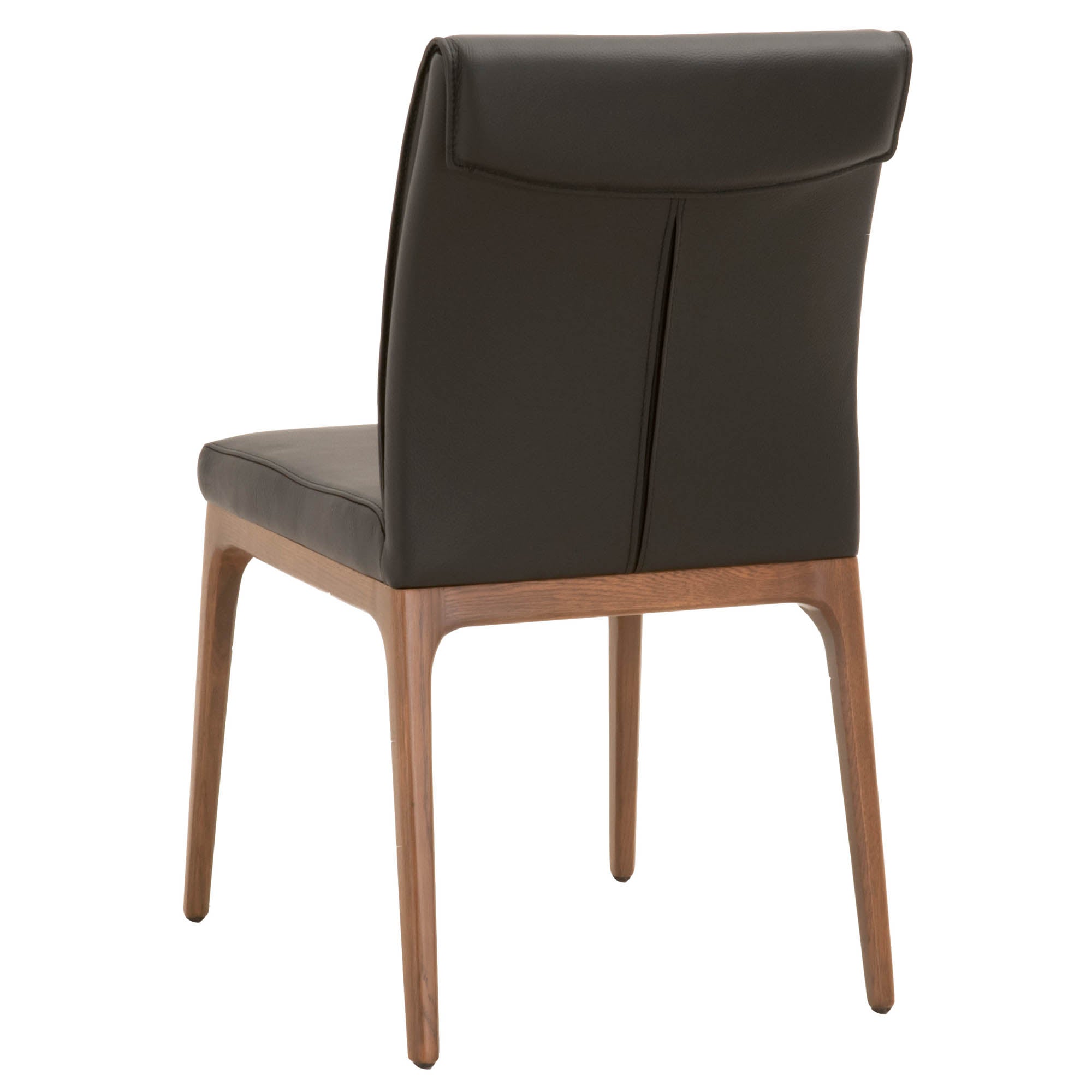 Alex Dining Chair with sable leather upholstery and walnut oak base, set of 2, by Essentials for Living.