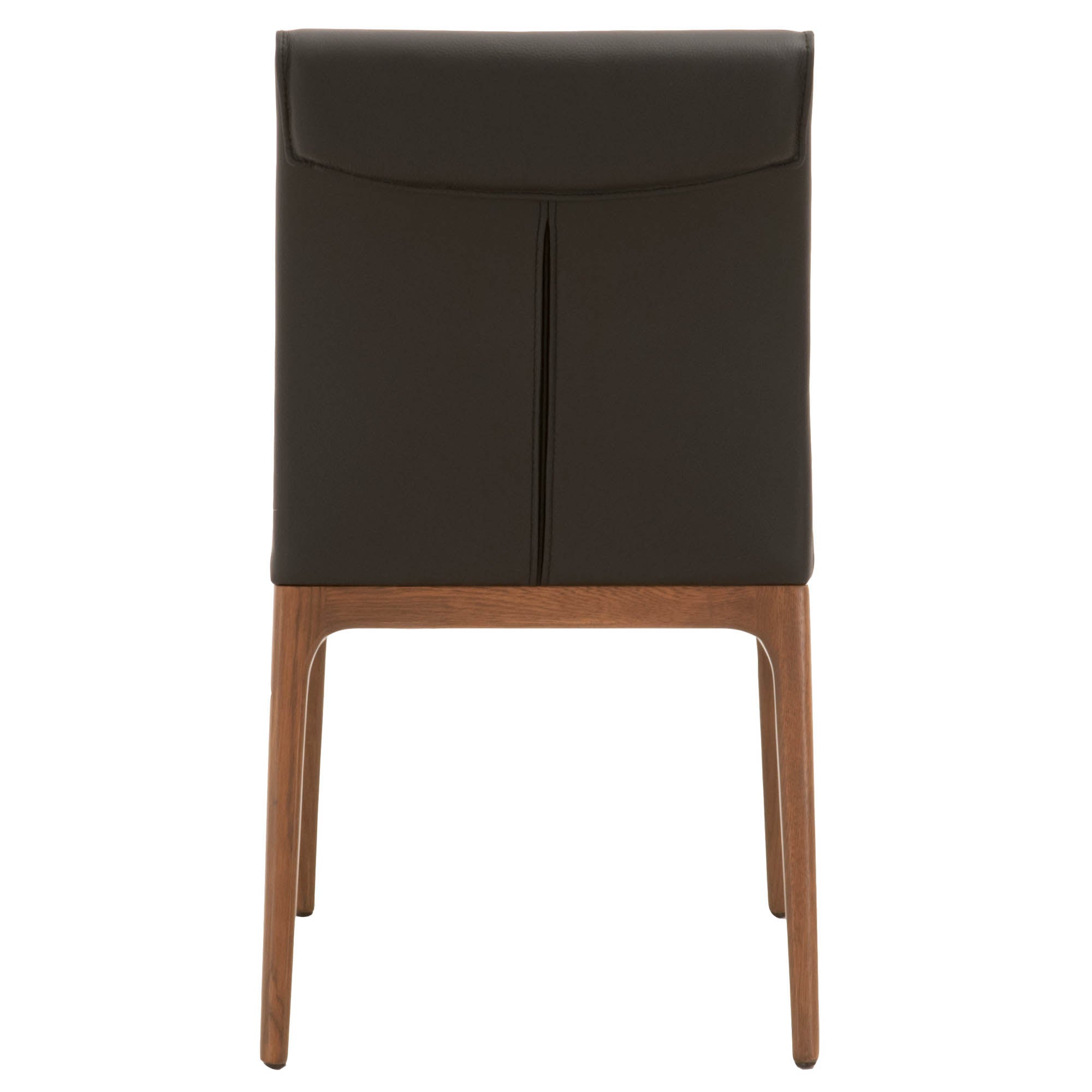 Alex Dining Chair, Set of 2 in sable leather with walnut oak base and decorative stitching by Essentials for Living