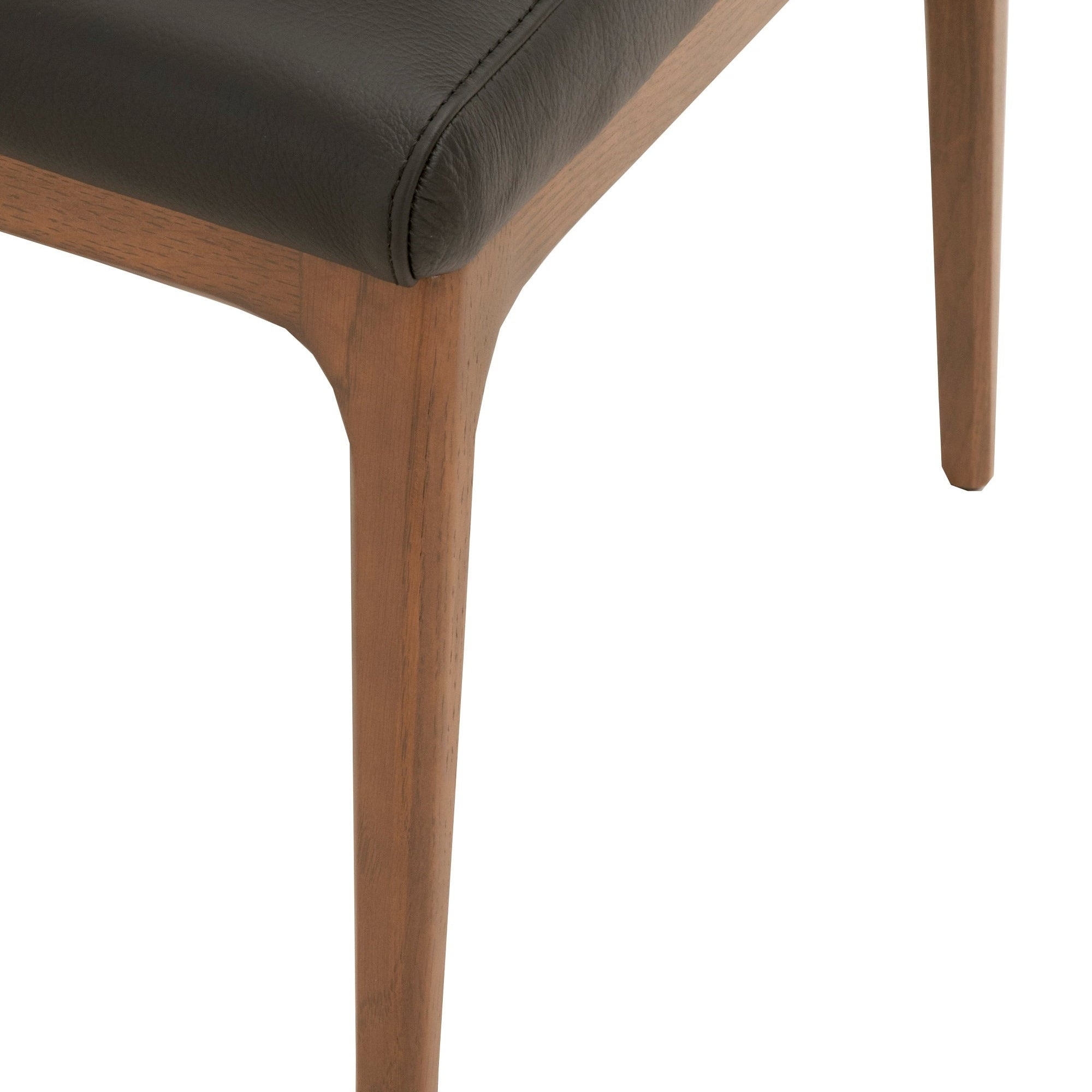 Alex Dining Chair, Set of 2 with sable leather upholstery and walnut oak base by Essentials for Living