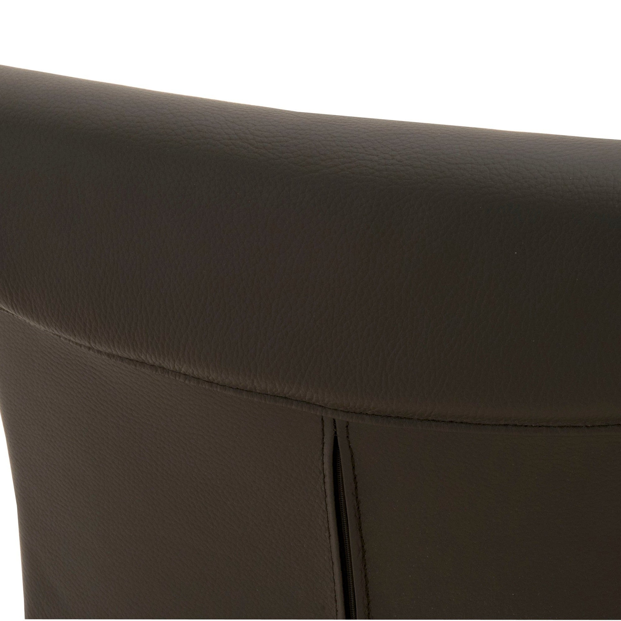 Close-up of decorative back stitching on sable leather Alex Dining Chair, Set of 2 by Essentials for Living