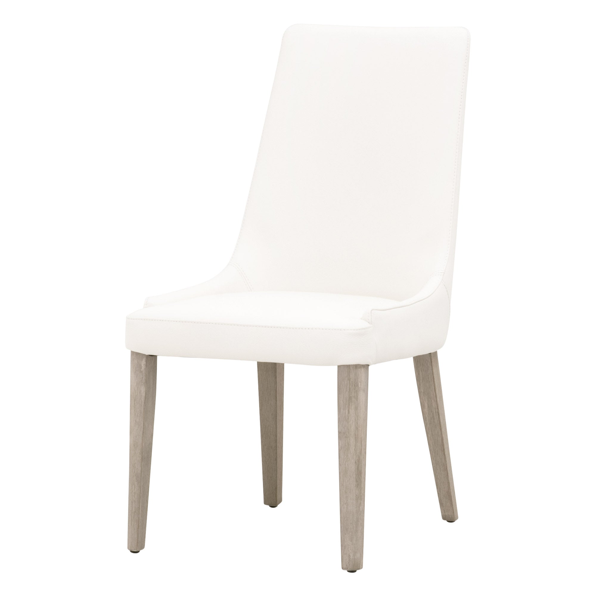 Aurora Dining Chair, Set of 2 in white upholstery with wooden legs, modern design by Essentials for Living