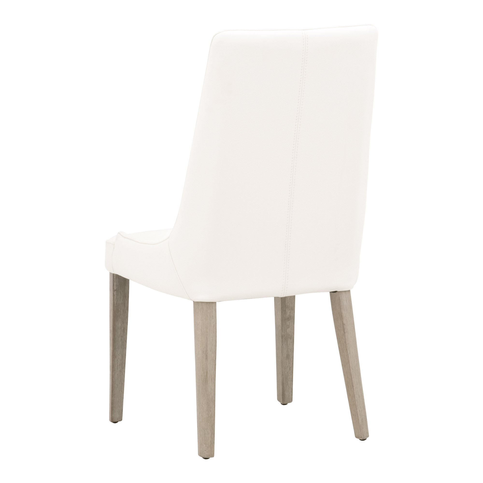 Aurora Dining Chair Set of 2 in white leather with wooden legs, modern design by Essentials for Living