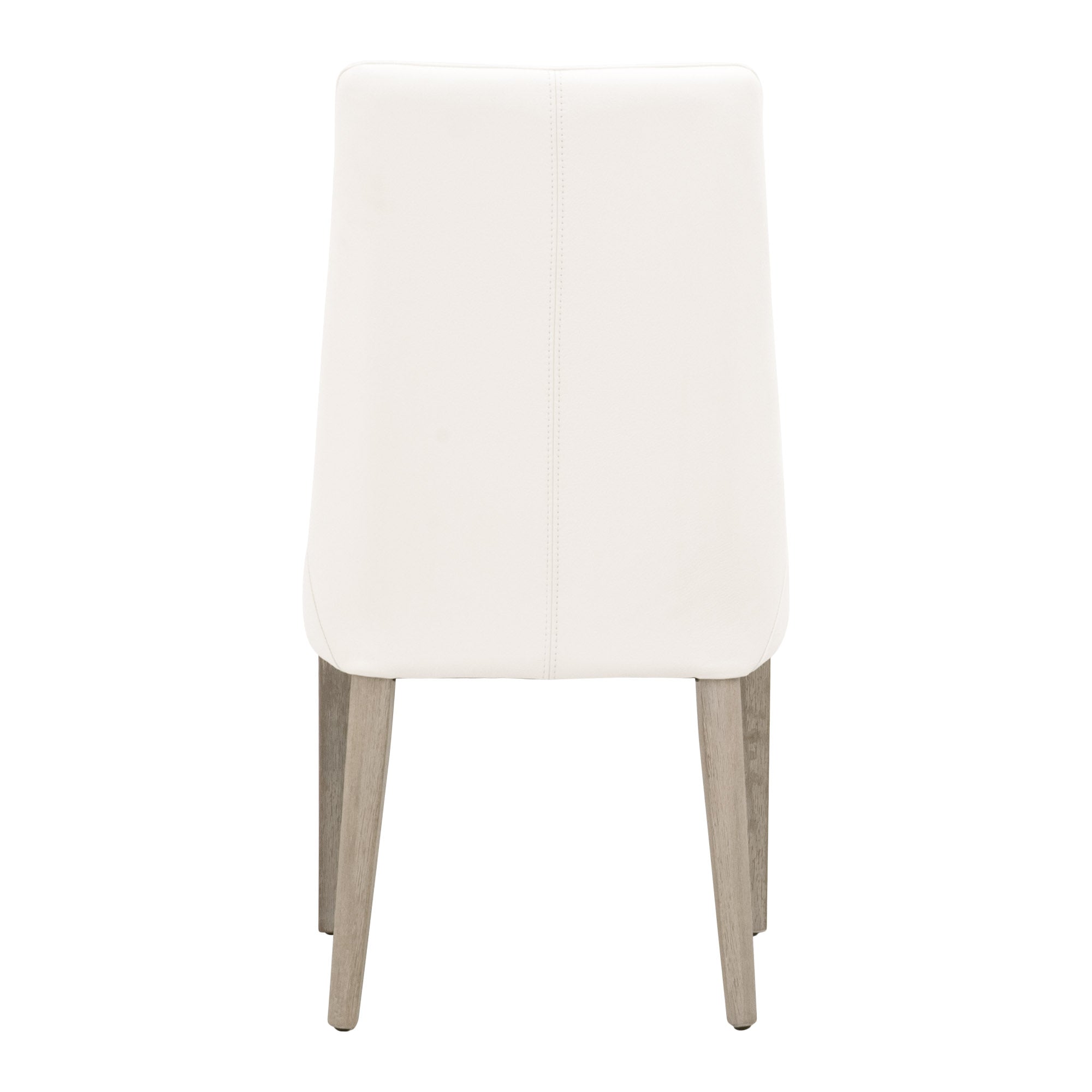 Aurora Dining Chair Set of 2 in white leather with wood legs, sleek design for modern dining by Essentials for Living