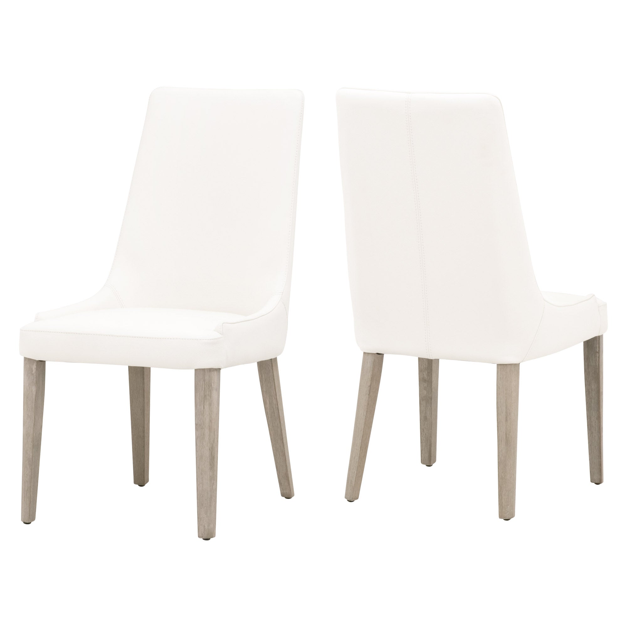 Aurora Dining Chair, Set of 2 in white upholstery with wooden legs by Essentials for Living