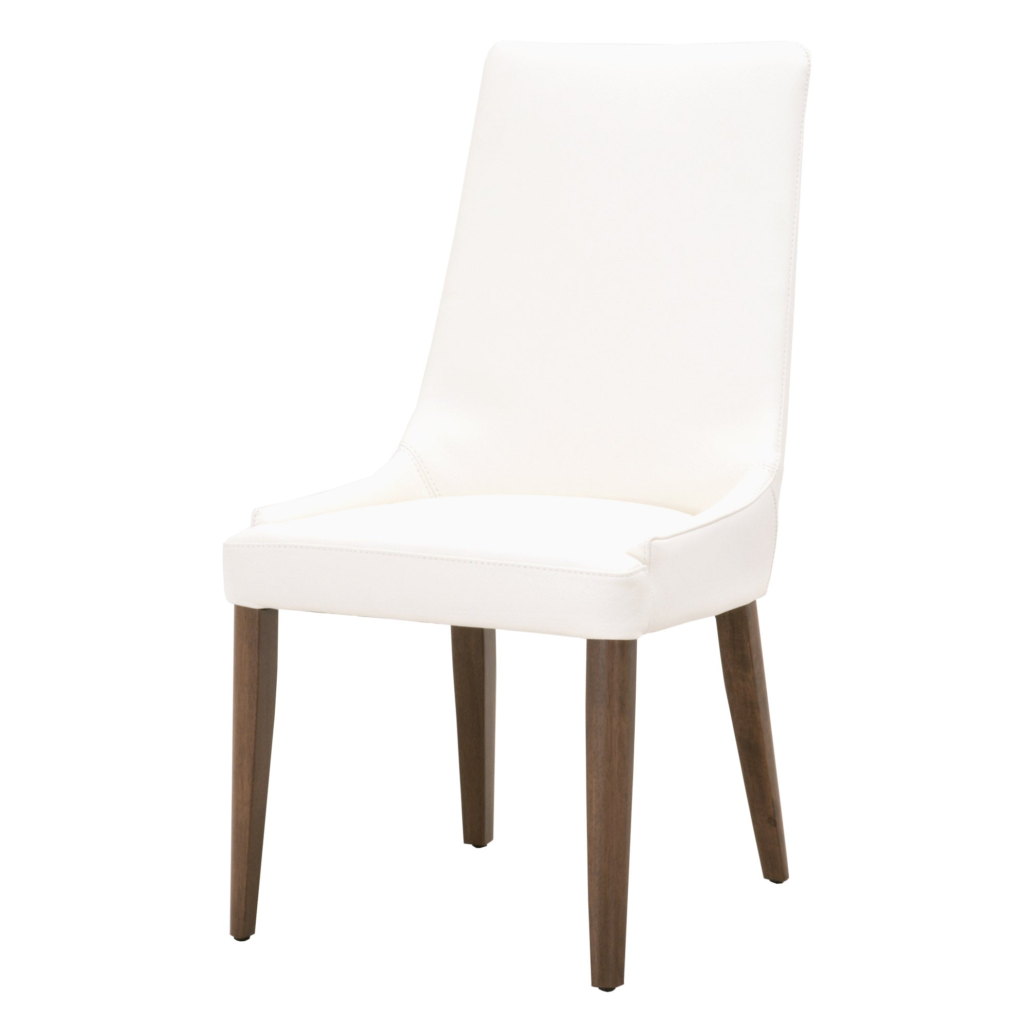 Aurora Dining Chair in white leather with dark wood legs set of 2 by Essentials for Living